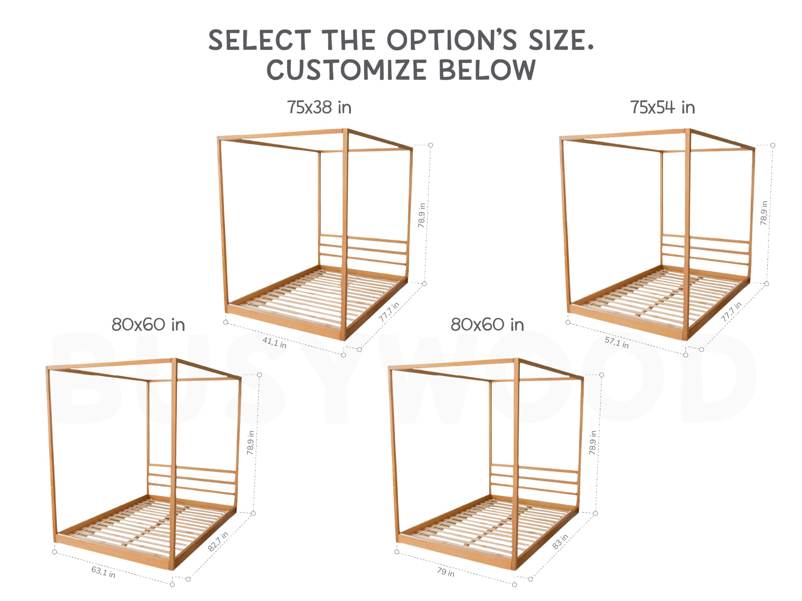 Montessori Floor Bed Twin - Canopy Platform Toddler Bed for Kids Room & Play Area