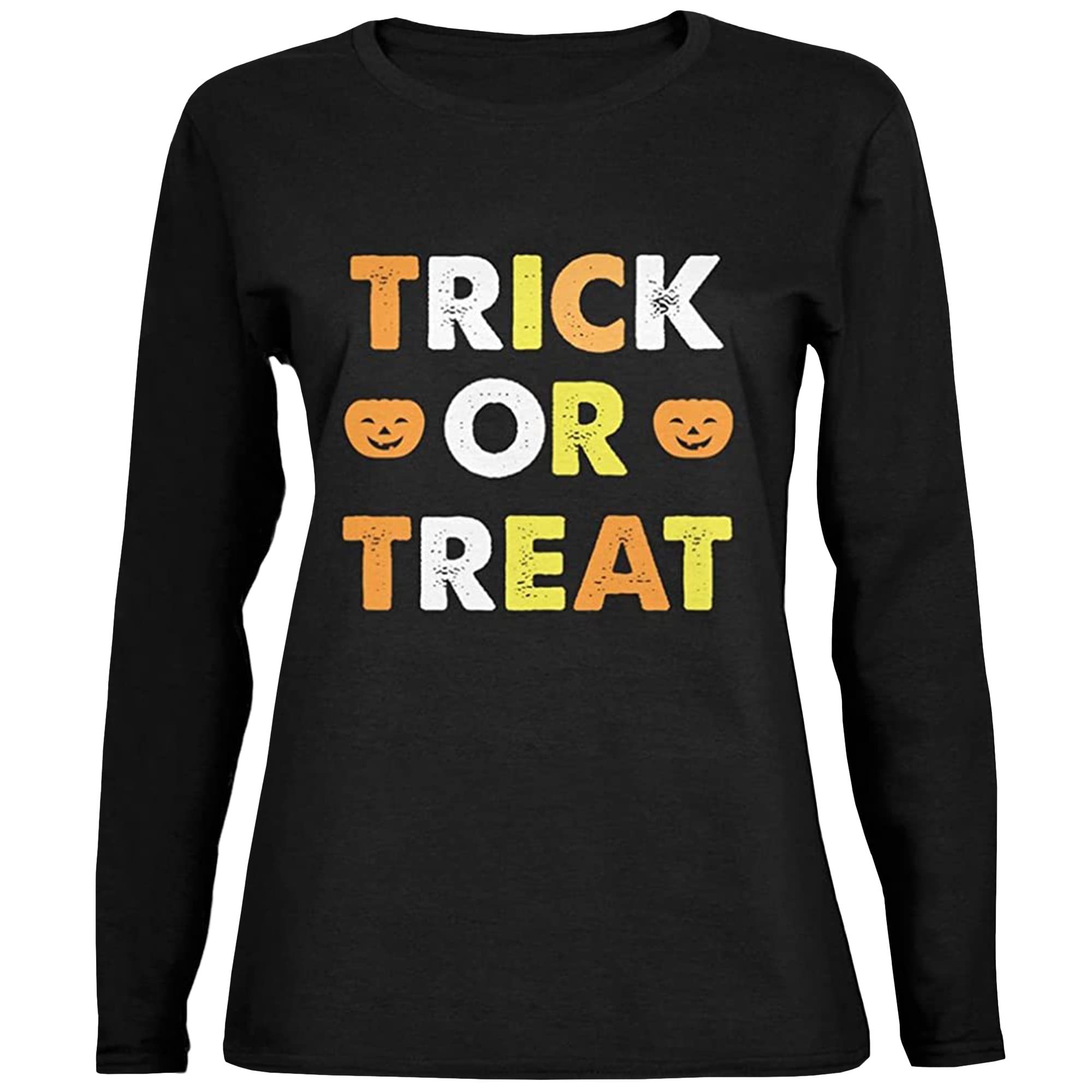 Old Glory Halloween Trick Or Treat Black Women's Long Sleeve T-Shirt - Large Size | Vintage Patriotic Costume Top for Trick-or-Treating, Halloween Parties & Themed Events