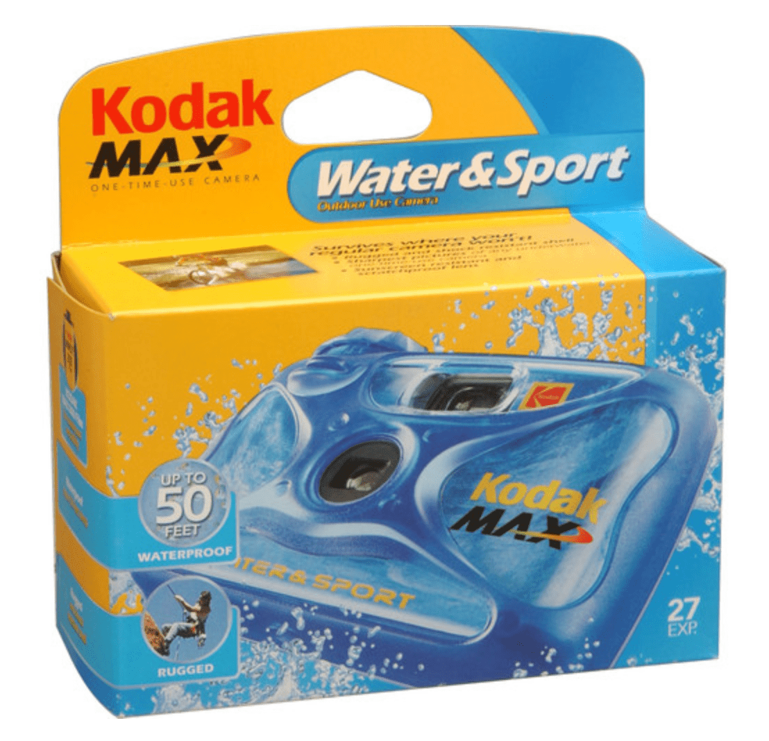 Kodak Waterproof Disposable Camera - 35mm One-Time Use, ISO 800, 27 Exposures, 50ft/15m Underwater Protection - Perfect for Beach Vacations, Pool Parties & Outdoor Adventures