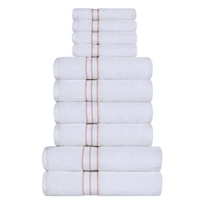 Premium Ultra Plush Turkish Cotton Bath Towel Set - 10 Piece Highly Absorbent Luxury Towels for Bathroom, Spa & Beach Use - Soft & Quick-Drying Solid Color Collection