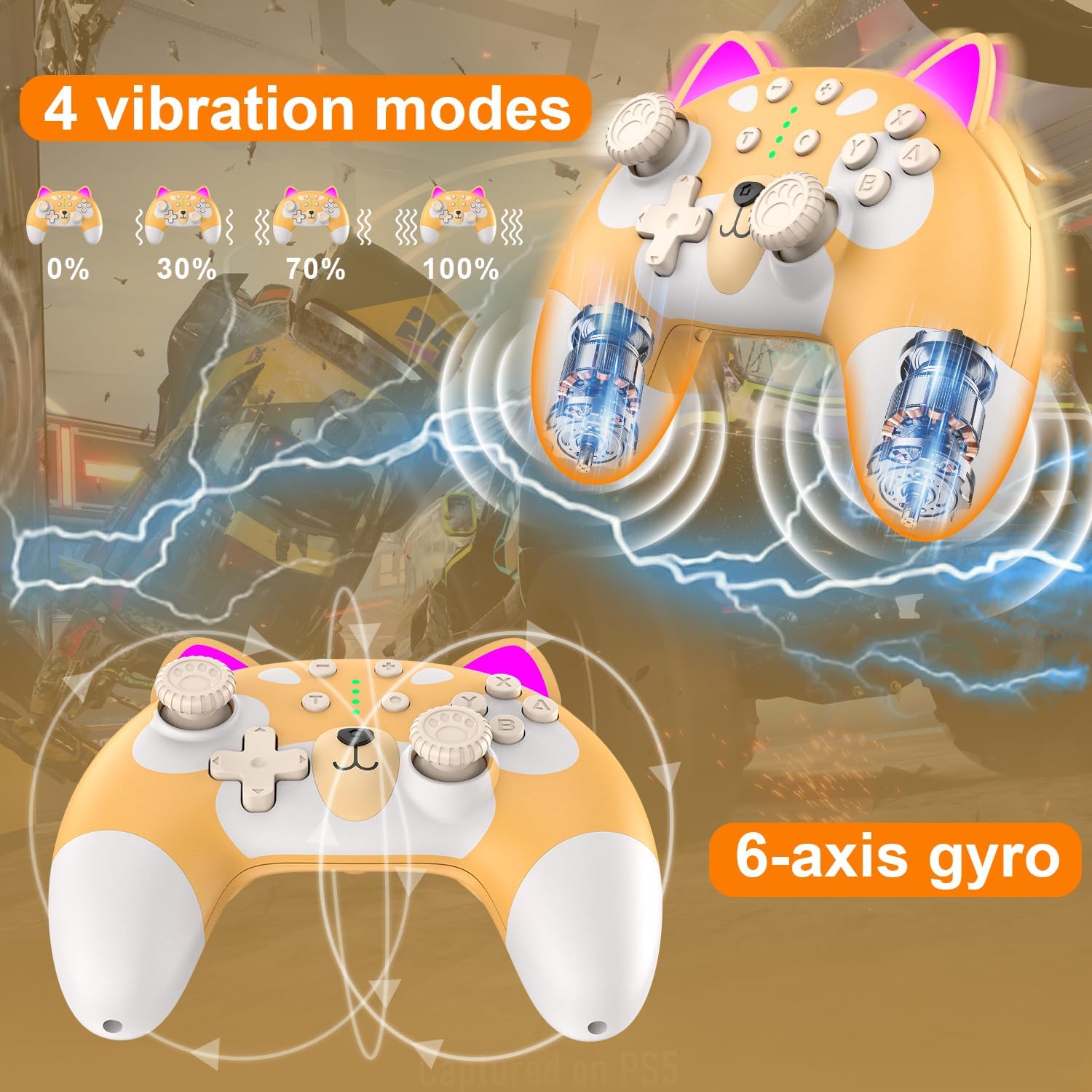Wireless Switch Pro Controller for Nintendo Switch OLED/Switch Lite/PC - 6-Axis Motion Sensor, Vibration & Turbo Function - Cute Puppy Design - Perfect for Gaming, Streaming & Multiplayer Sessions