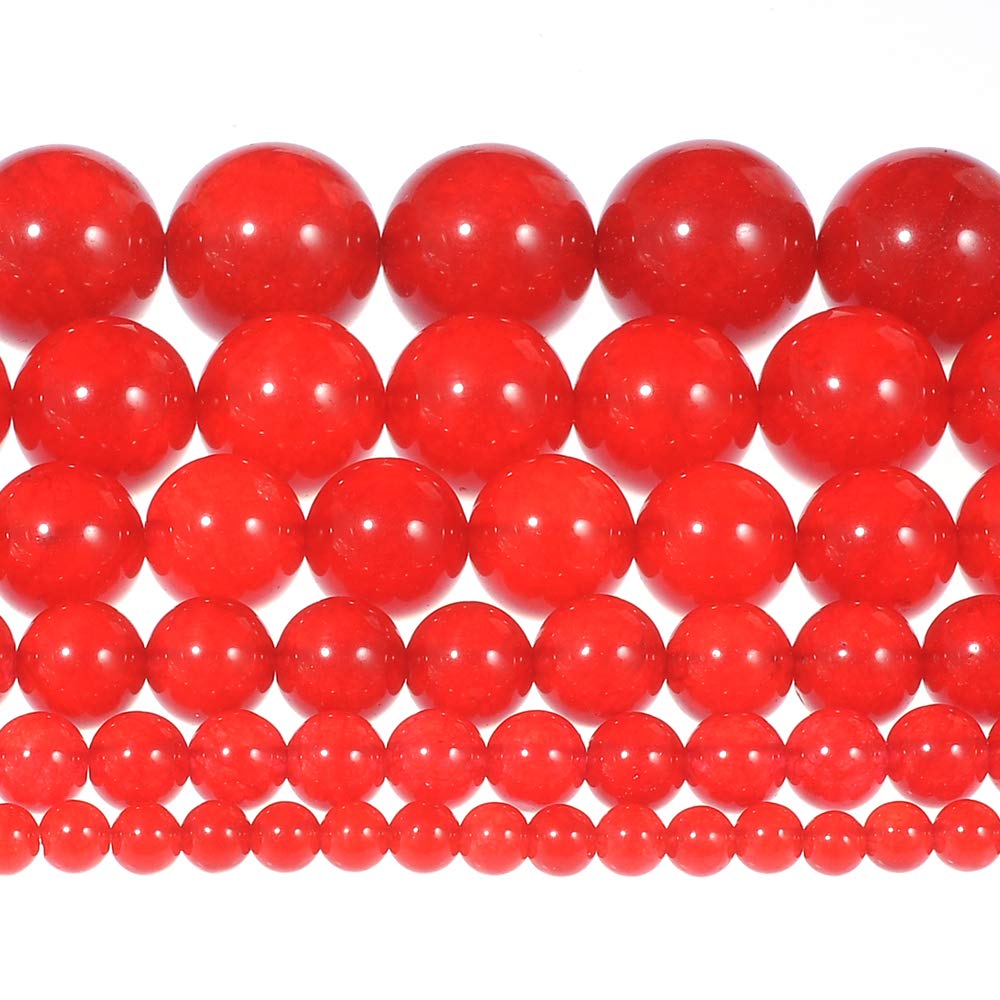 6mm Natural Red Chalcedony Agate Gemstone Round Loose Beads - Healing Crystal Energy Stone for Jewelry Making, DIY Bracelets & Necklaces (1 Strand 15