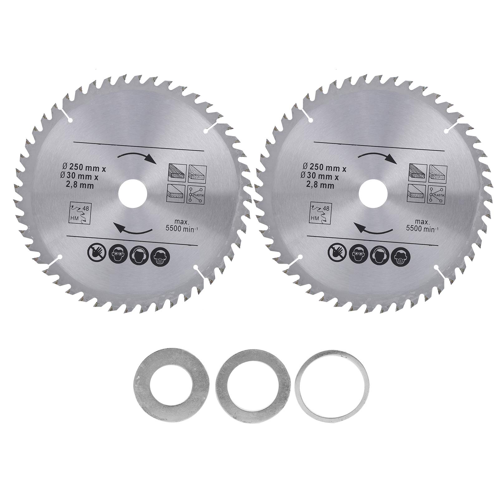 Premium 48T Carbide Saw Blades (2-Pack) - 9.8 Inch Circular Wood Cutting Disc for Plywood, Chipboard & Hardwood | Professional Woodworking Tools for Table Saws & Miter Saws