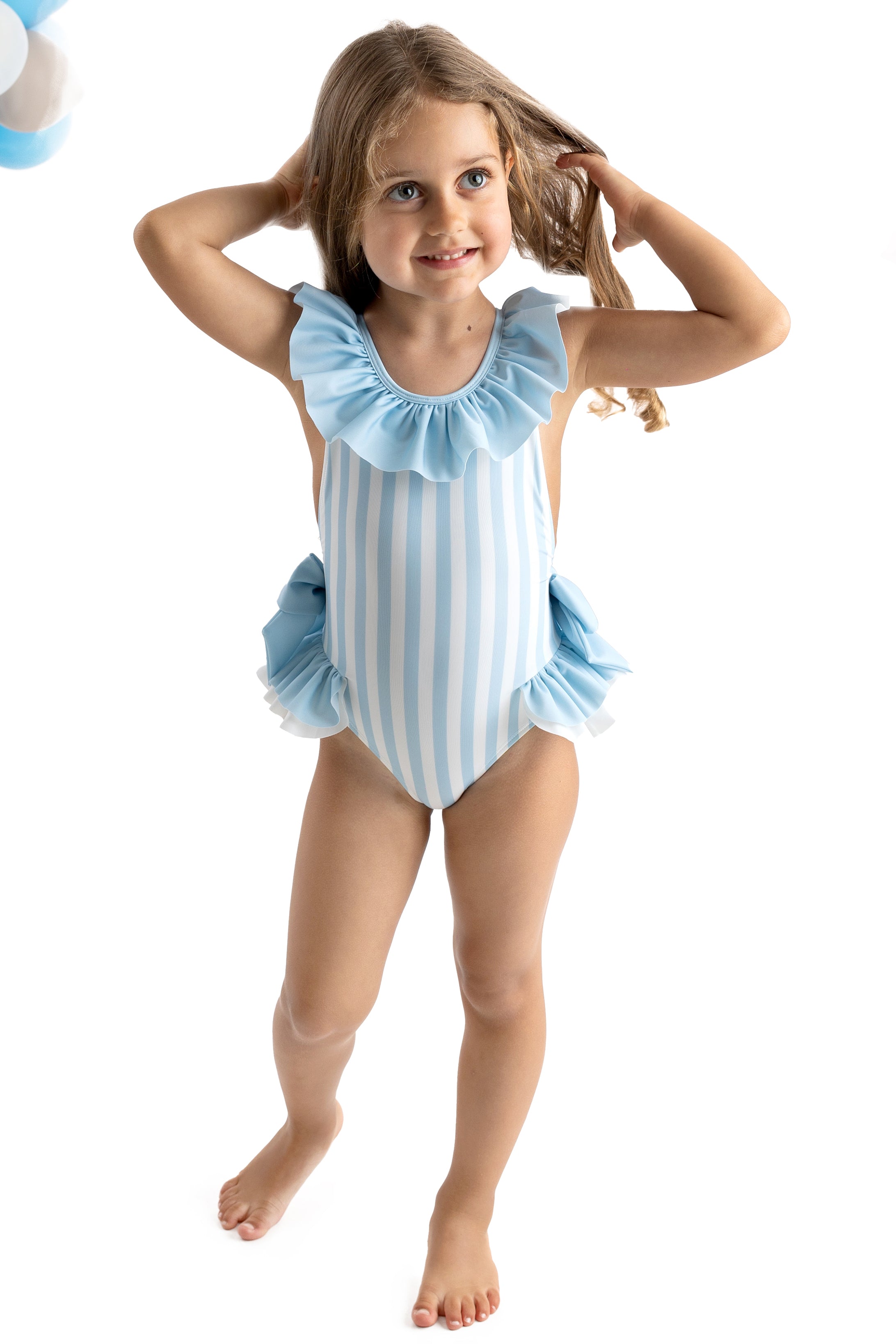 BLUE STRIPES Salerno Swimsuit for Women - Stylish One Piece Bathing Suit with Adjustable Straps | Perfect for Beach Vacations, Pool Parties & Summer Getaways