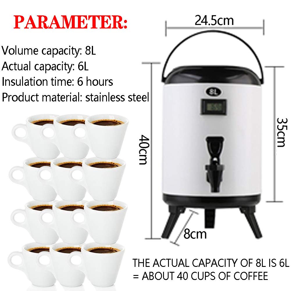 8L Stainless Steel Water Dispenser for Juice, Tea & Beverages - Commercial Drink Dispenser for Milk Tea Shops, Family Gatherings & Events