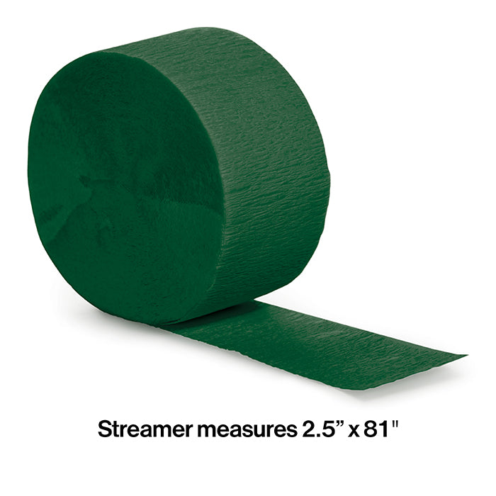 12-Piece Bulk Hunter Green Crepe Streamer Roll - 81 Feet Long for Party Decorations, Birthday Celebrations, and Wedding Backdrops