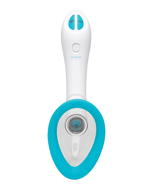 Bloom Intimate Body Pump - Rechargeable Silicone Vibrating Pump for Enhanced Pleasure - Sky Blue & White - Perfect for Couples & Solo Play