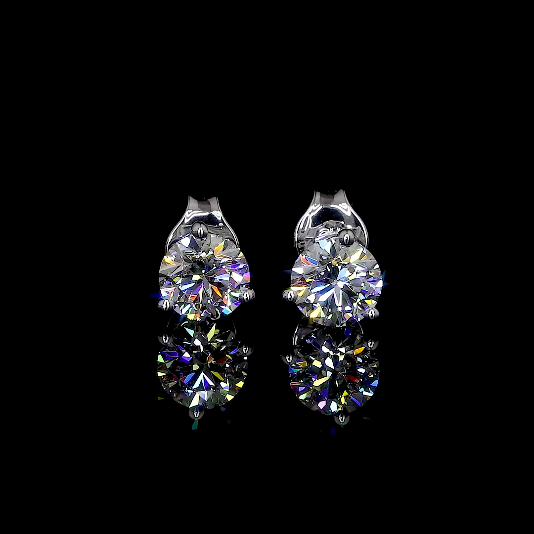 2.1 Carat Lab Grown Round D VS1 Diamond 14K White Gold Martini Stud Earrings for Women - Perfect for Weddings, Anniversaries & Special Occasions