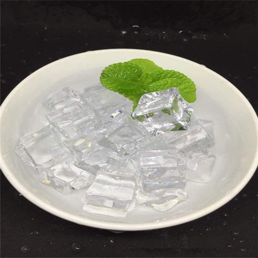 Garneck 100pcs Clear Artificial Ice Cubes - Fake Decorative Ice Cubes for Vase Fillers, Cocktail Parties & Wedding Centerpieces
