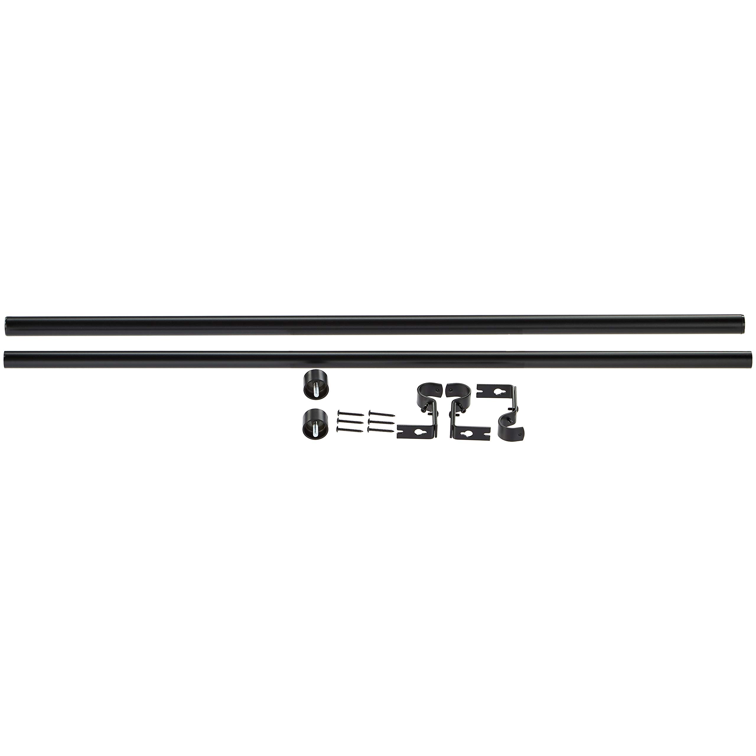 Amazon Basics 1 Inch Adjustable Black Curtain Rod 36 to 72 Inches - Perfect for Living Room, Bedroom & Window Treatments