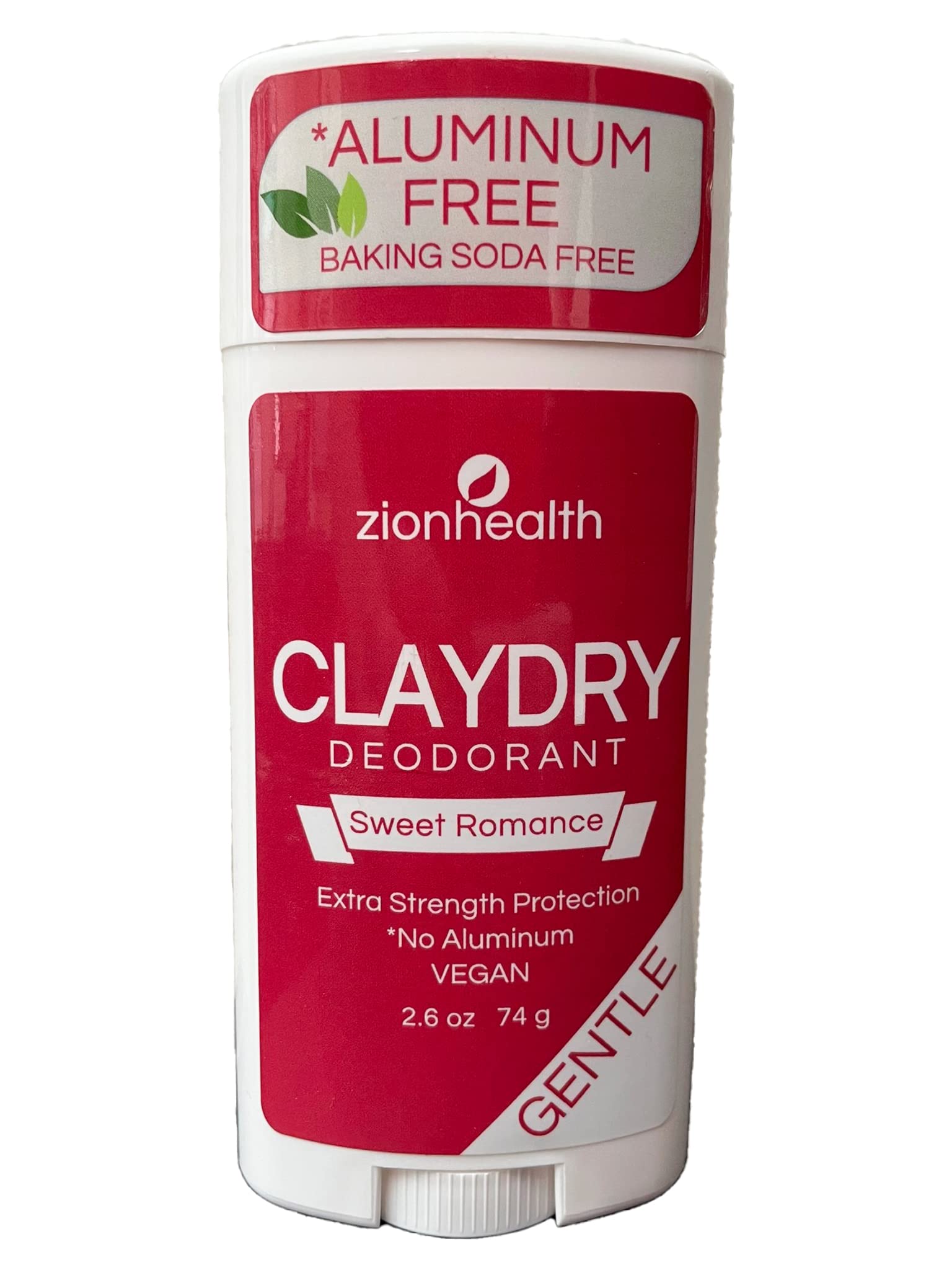 Zion Health Natural Clay Dry Deodorant Stick - Sweet Romance Scent, 2.8 oz | Aluminum-Free, Vegan & Cruelty-Free | Perfect for Daily Use & Sensitive Skin