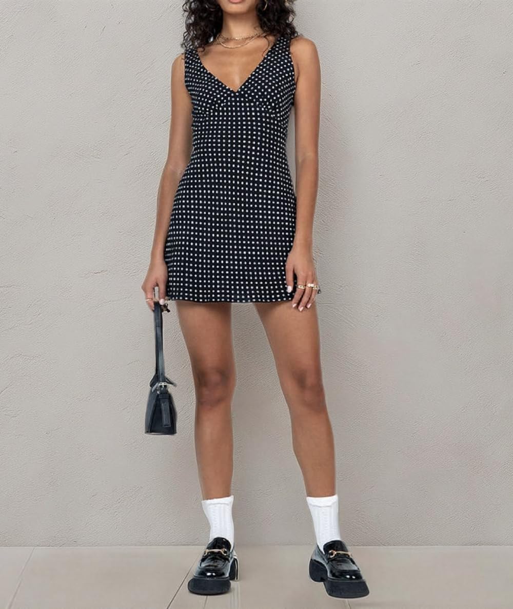 Y2K Floral Print Short Dress for Women - Spaghetti Strap A-Line Sundress with Retro Backless Design | Sexy Party Dress for Summer, Beach, Club & Night Out