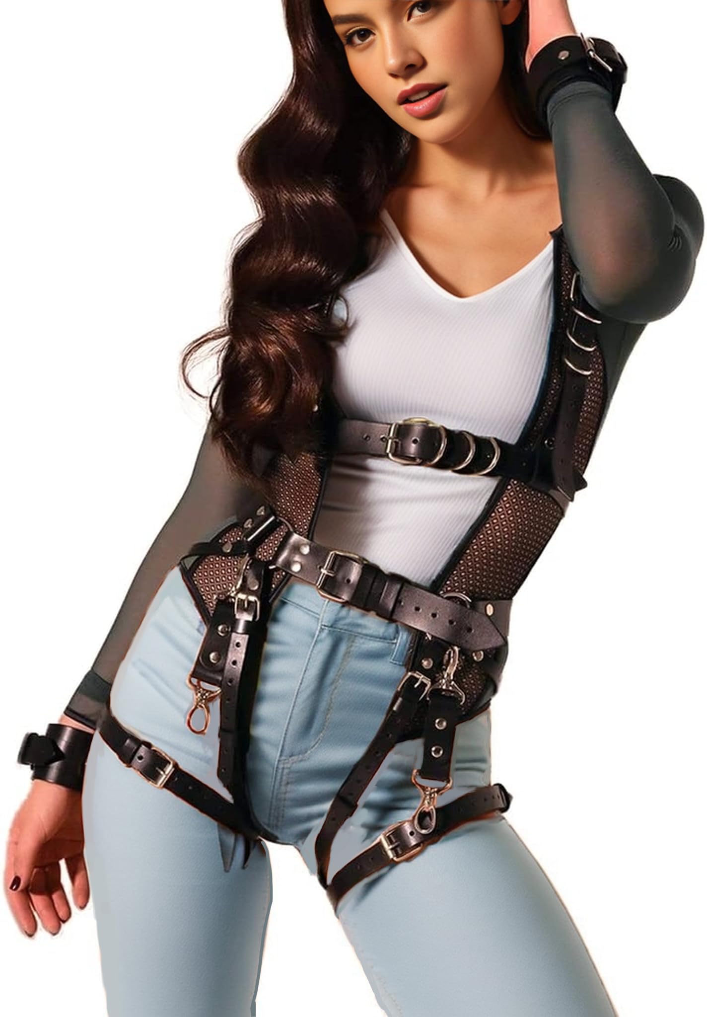 Punk Leather Body Chain Adjustable Waist Belt - Gothic Belly Chains for Women & Girls - Perfect for Rave, Nightclub, Party & Festival Accessories - Edgy Body Jewelry for Concerts & Bachelorette