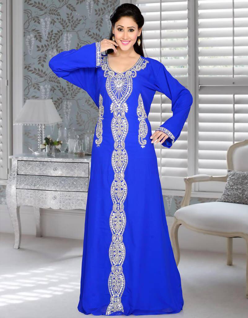 Elegant A-Line Embroidered Kaftan Dress - Bright Floral Summer Maxi Dress for Beach, Vacation & Boho Chic Outfits