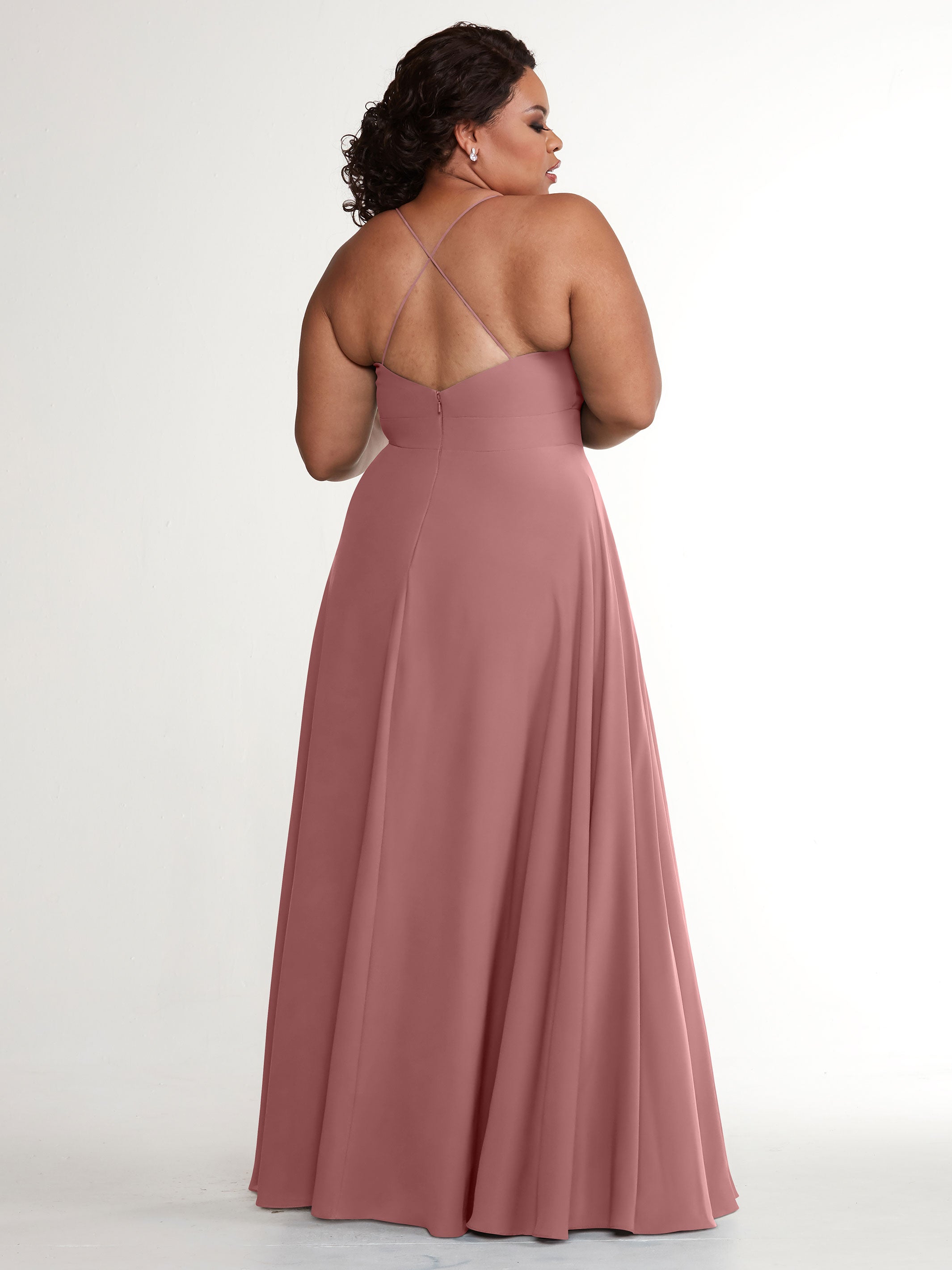 Elegant 83027 Stretch Chiffon A-Line Bridesmaid Dress with Pleats - Perfect for Weddings, Formal Events & Evening Parties