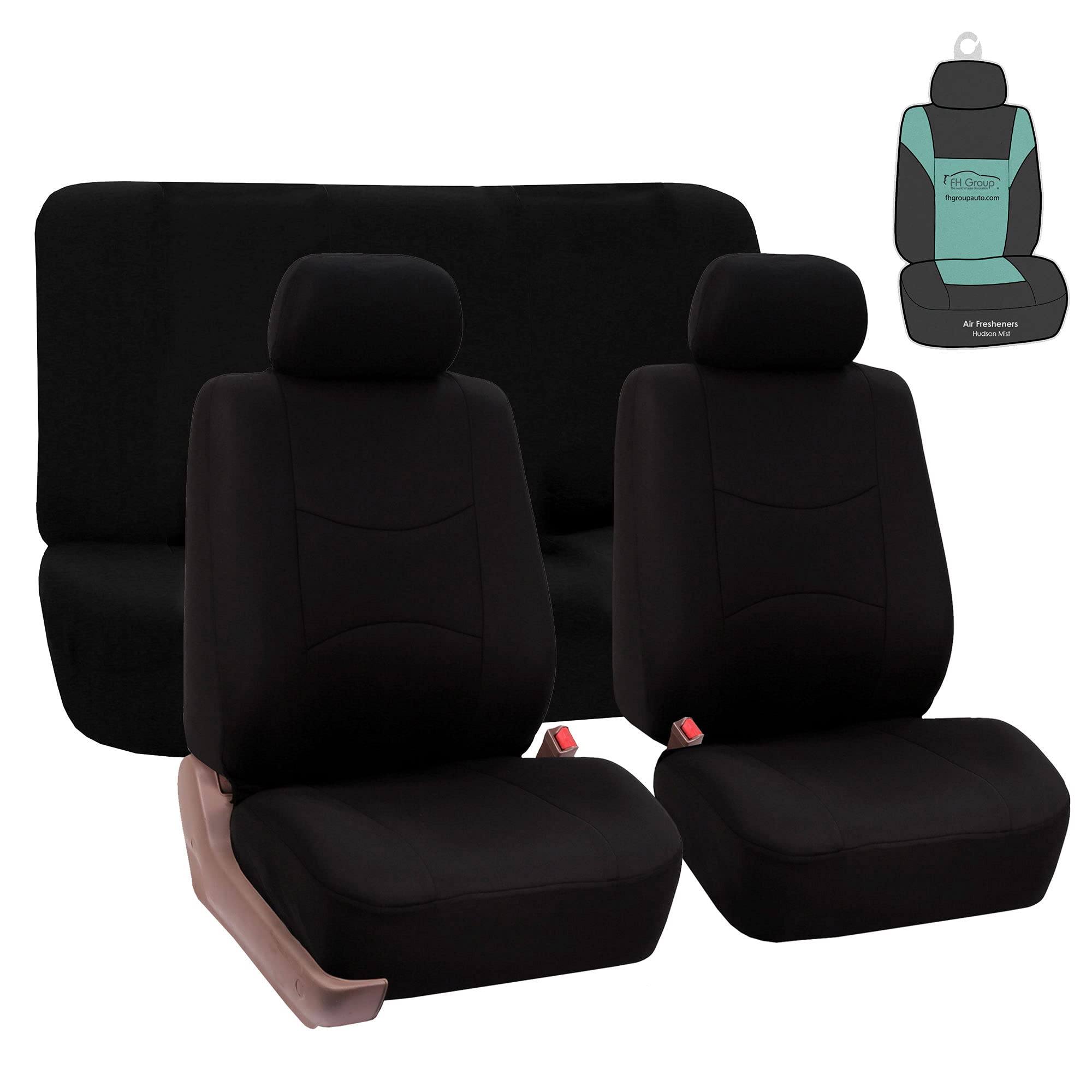 FH Group Universal Black Car Seat Covers - Full Set for Vans, Trucks & SUVs - Durable Interior Protection