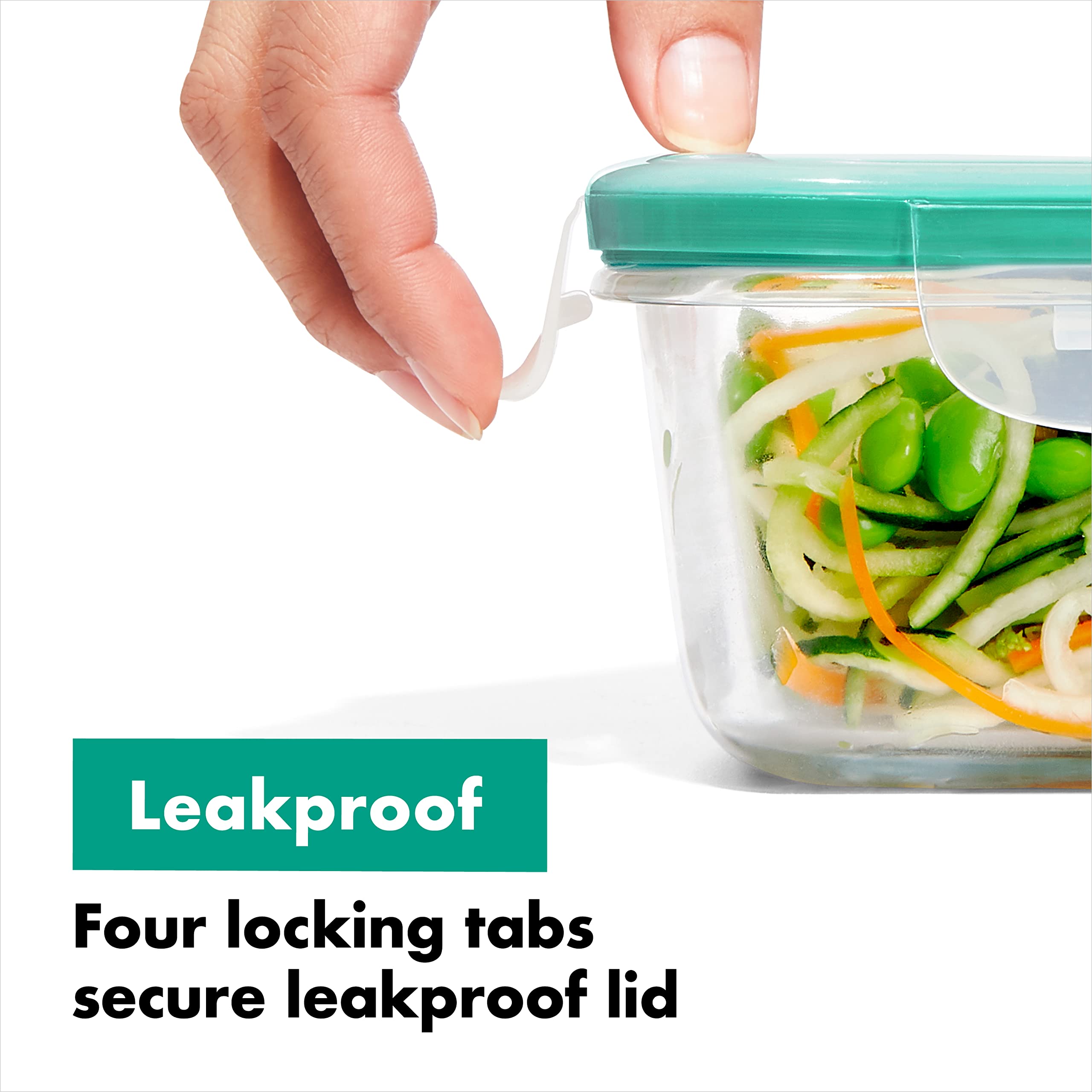 OXO Good Grips 4-Cup Leakproof Glass Food Storage Container with Smart Seal - Airtight Round Kitchen Container for Meal Prep, Leftovers & Pantry Organization