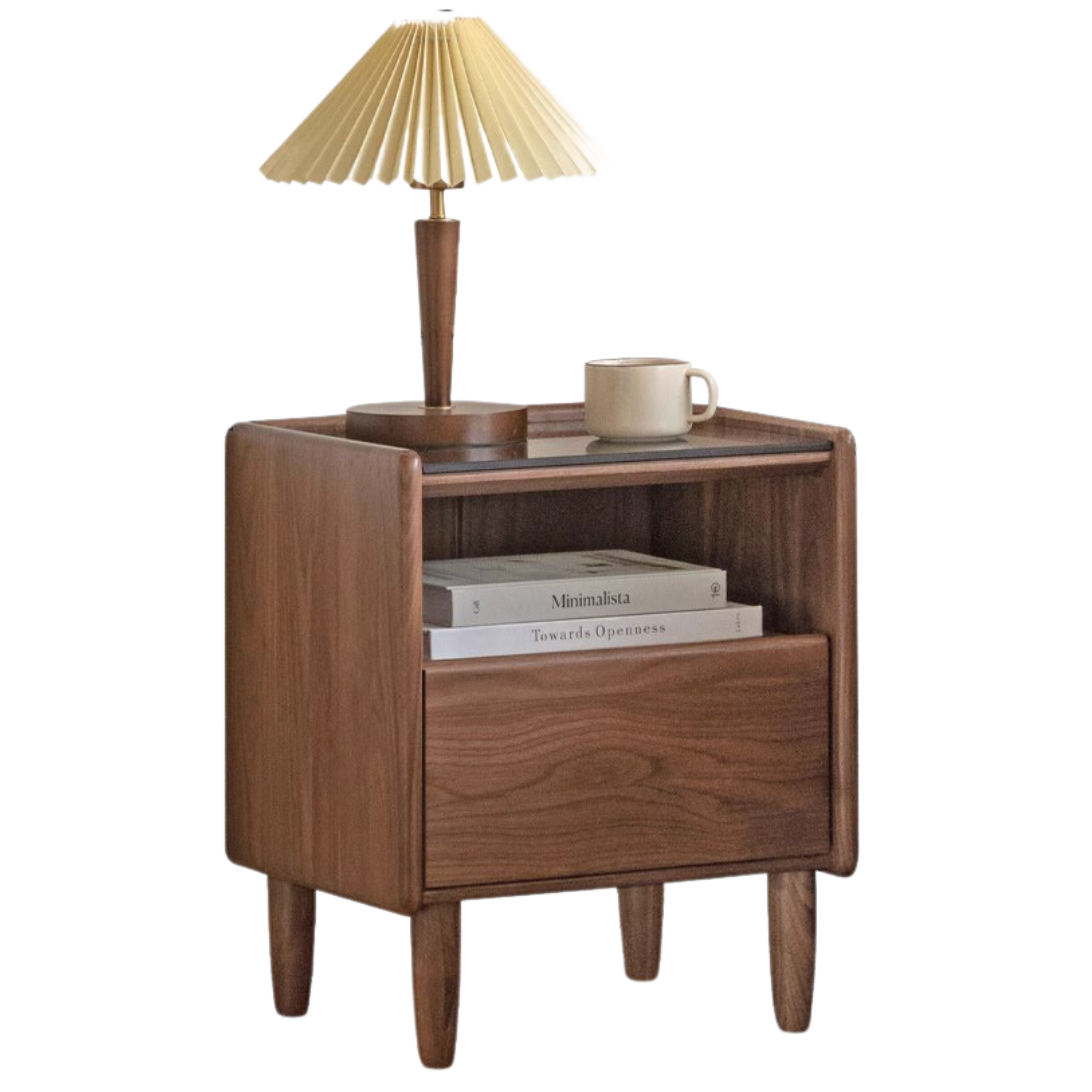 15.7x13.8x18.9 inch / 40x35x48cm / Rich Dark Walnut color / Black walnut bedside cabinet