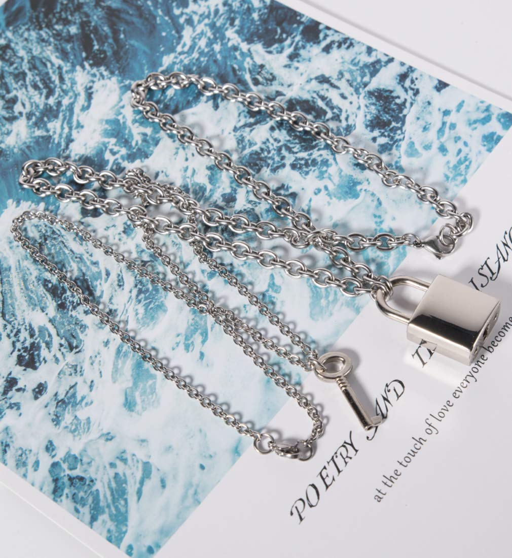 Tanyoyo Lock Key Pendant Necklace - Punk Style Long Chain Multilayer Choker for Women & Men | Gothic Jewelry for Parties, Concerts & Everyday Fashion