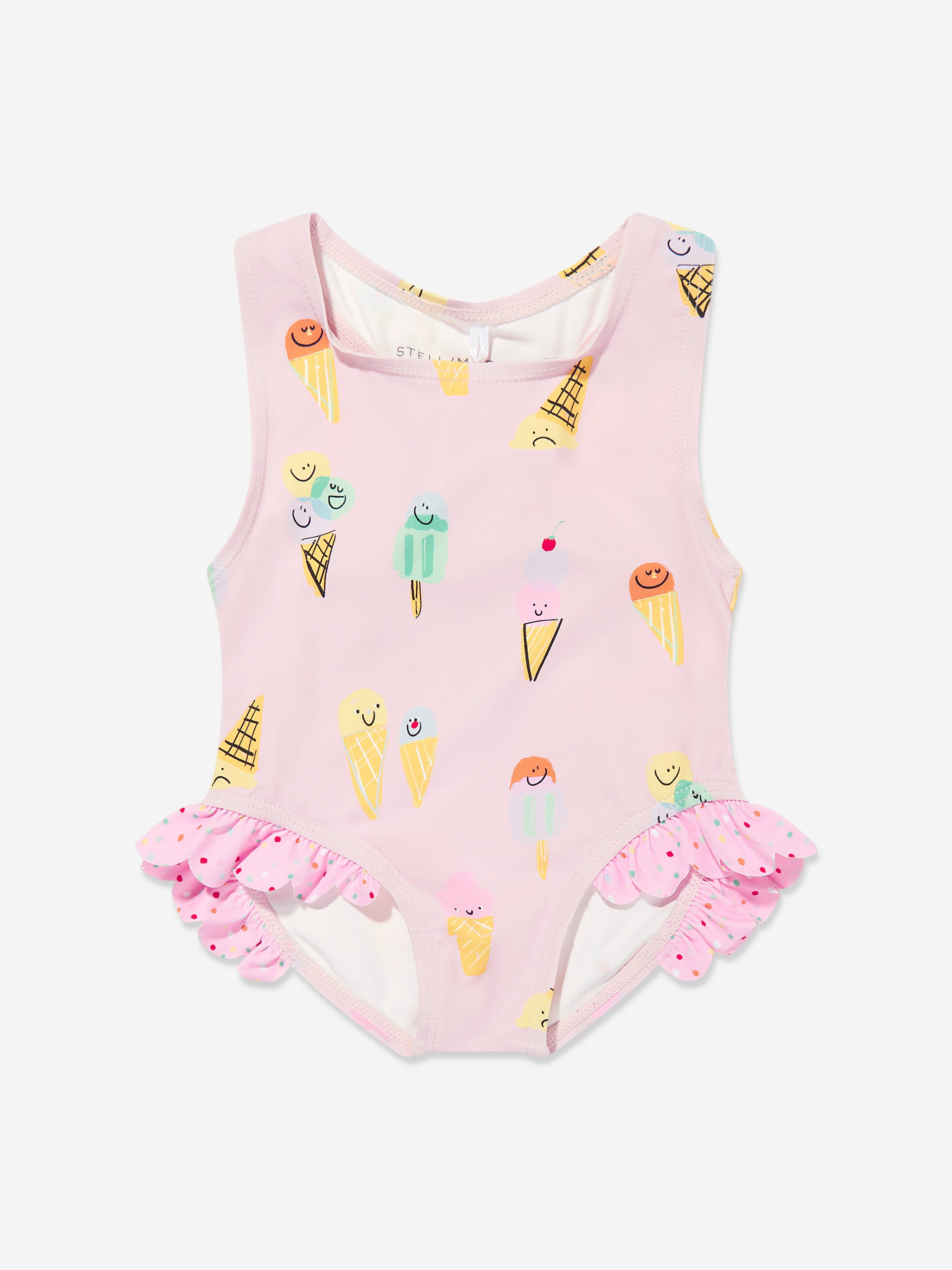 Adorable Pink Ice Cream Print Baby Girls Swimsuit - UV Protection Swimwear for Toddler Beach & Pool Play