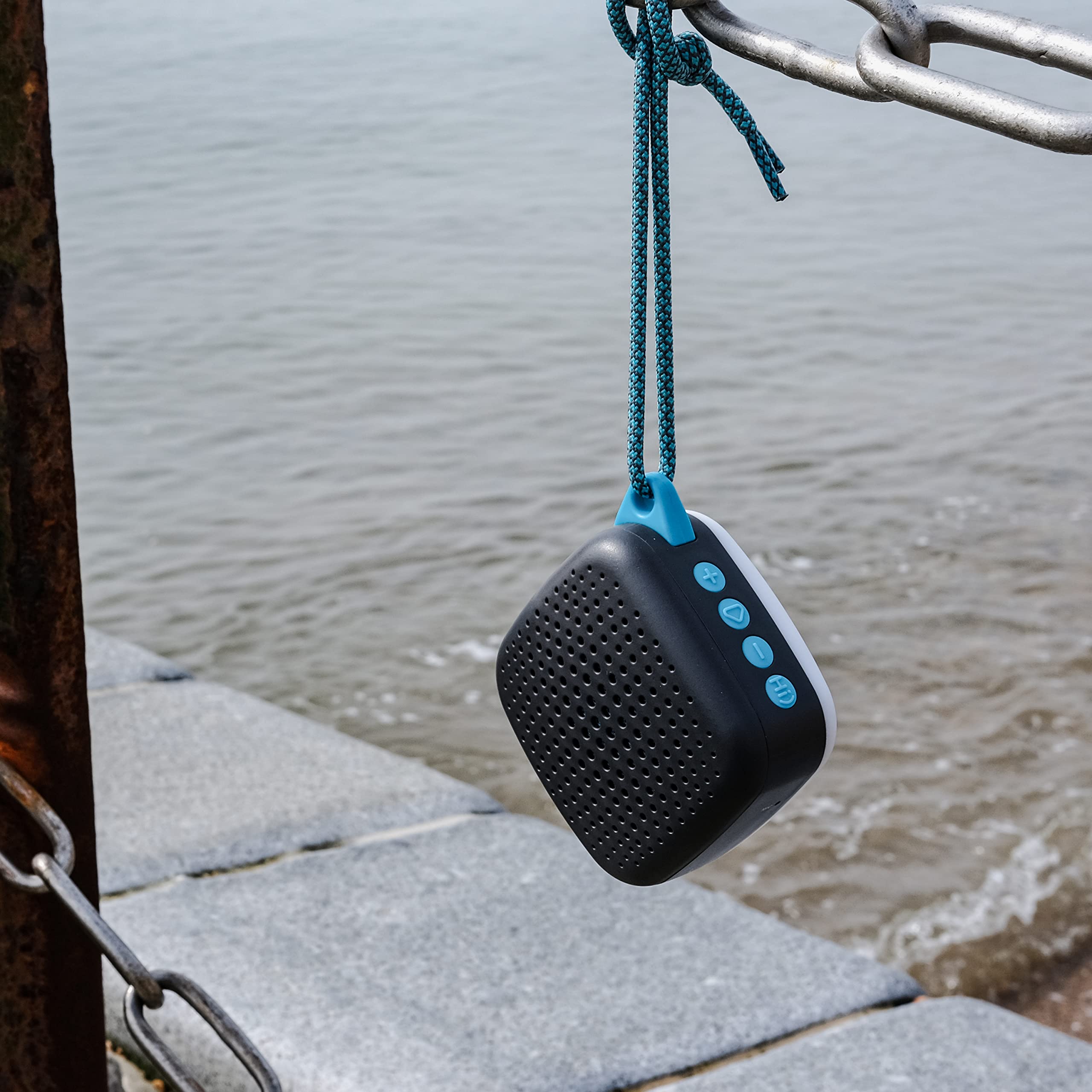 Boompods Rhythm Portable Bluetooth Speaker with Alexa - IPX7 Waterproof, 5Hr Battery, Light Show, Wireless Travel Speaker for iPhone & Smart Devices - Perfect for Shower, Pool, and Outdoor Adventures