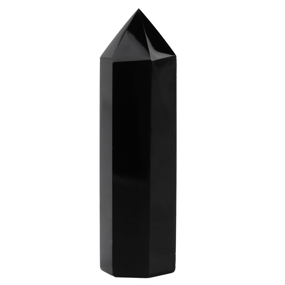 Natural Black Obsidian Hexagonal Crystal Wand - Healing Stone Pillar for Meditation, Energy Work & Psychic Protection | Home & Office Decoration, Spiritual Gift