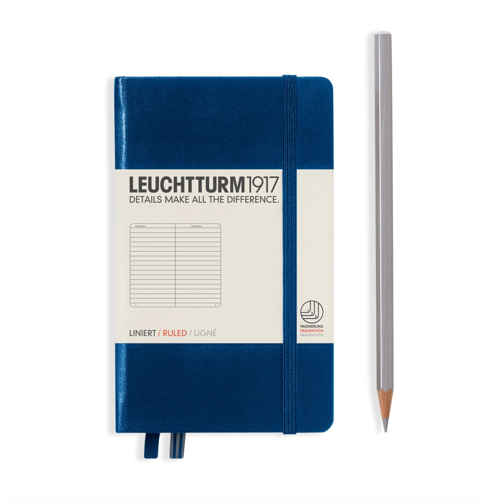 Leuchtturm1917 Hardcover Notebook - A6 Pocket Size, Ruled Pages, Navy Blue - Perfect for Journaling, Note-Taking & Travel