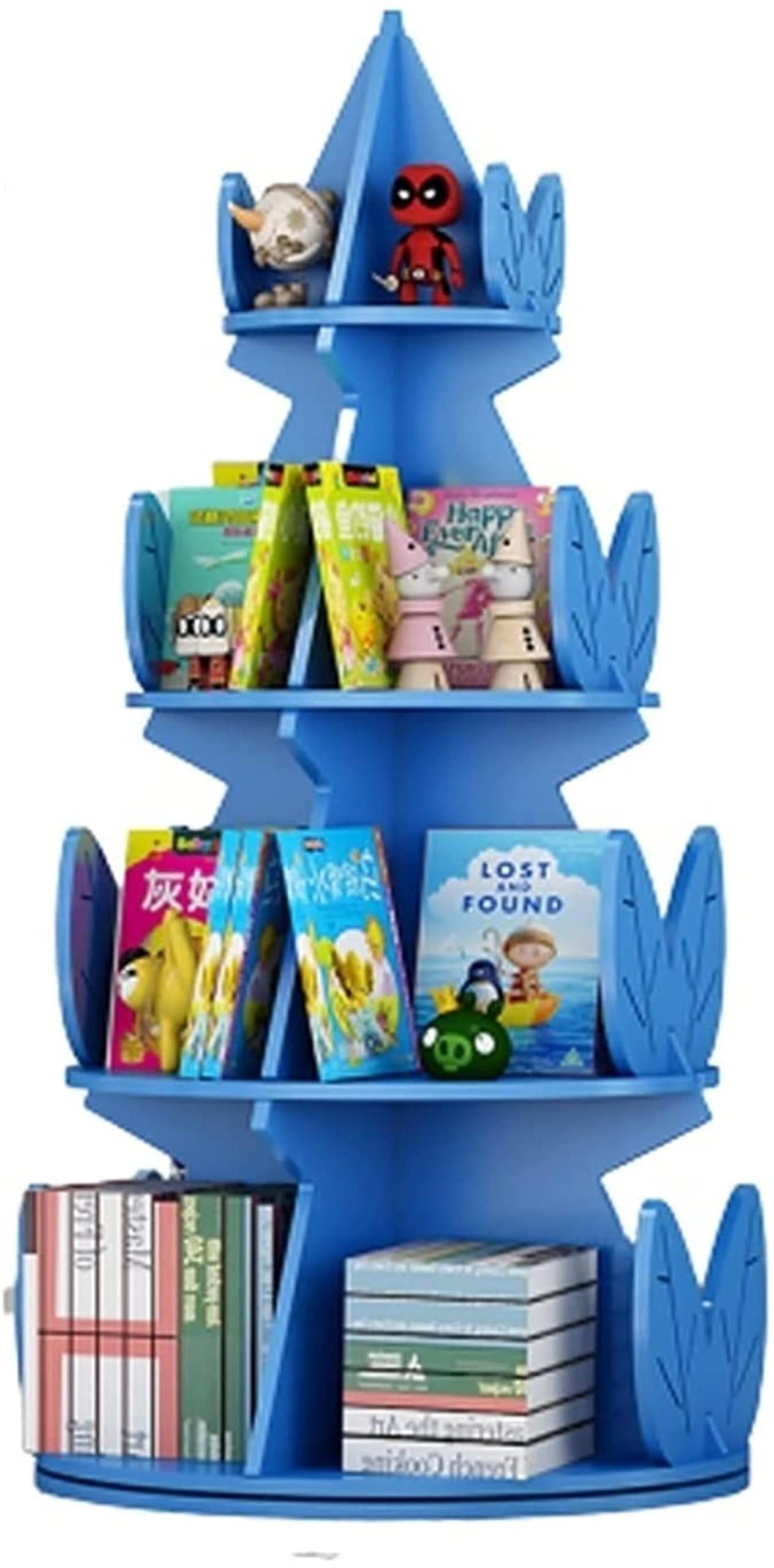 RR&LL 360° Rotating Wooden Bookshelf - Kids Tree-Shaped Bookcase with Adjustable Shelves for Bedroom, Living Room & Home Office - Perfect for Children's Book Storage and Room Organization