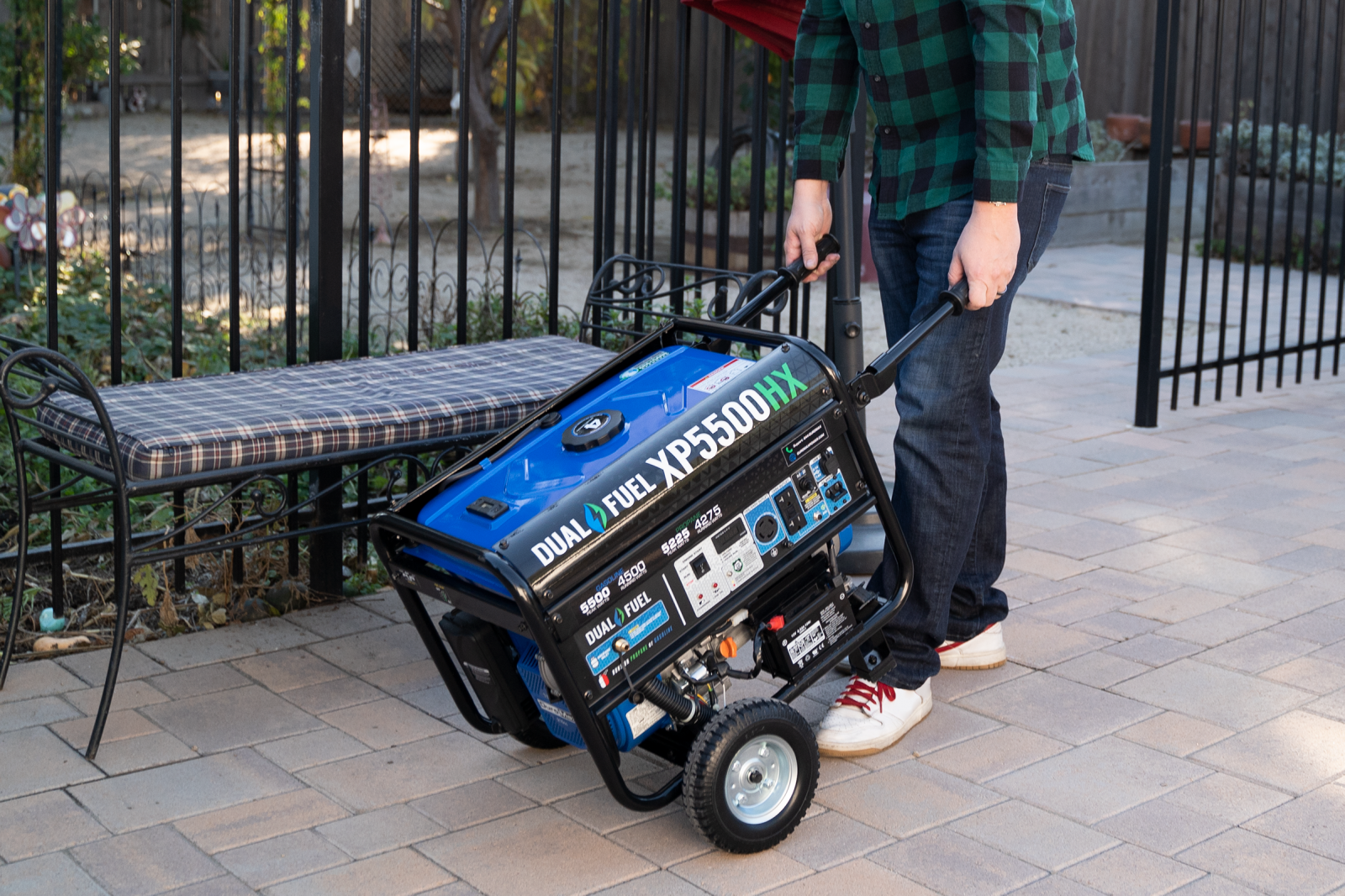5500W Dual Fuel Portable Generator with CO Alert - Gas & Propane Powered for Camping, RV, Home Backup & Emergency Power