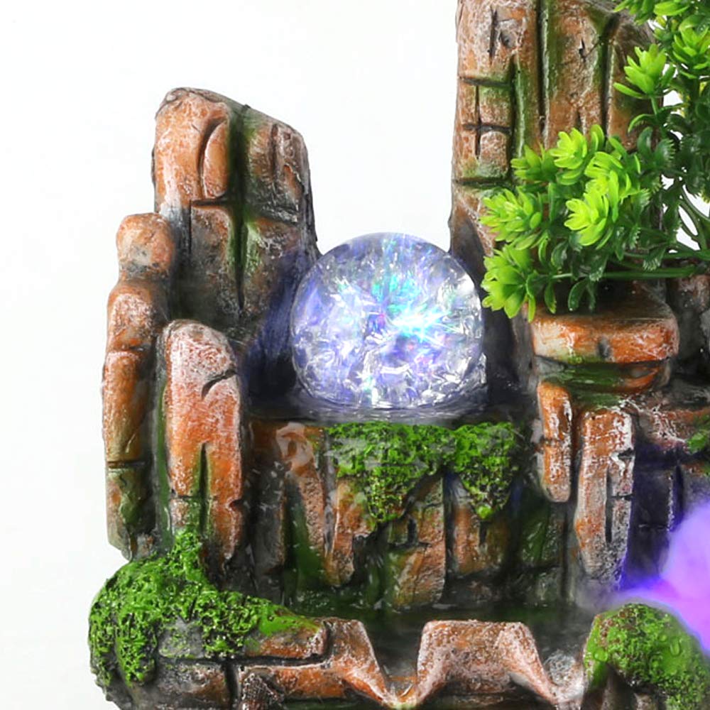 Mini Tabletop Fountain - Indoor Water Fountain with Resin Rockery & Bonsai Design, Perfect for Home Office Desk, Bedroom Decor, Zen Relaxation & Gift Giving