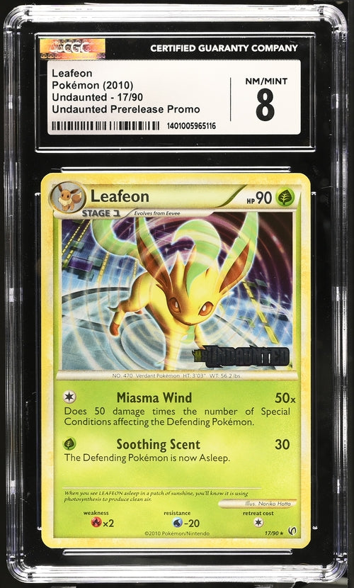 Pokémon Leafeon Undaunted 17/90 Rerelease Promo Card 2010 CGC 8 Graded - Perfect for Collectors & Pokémon TCG Battles