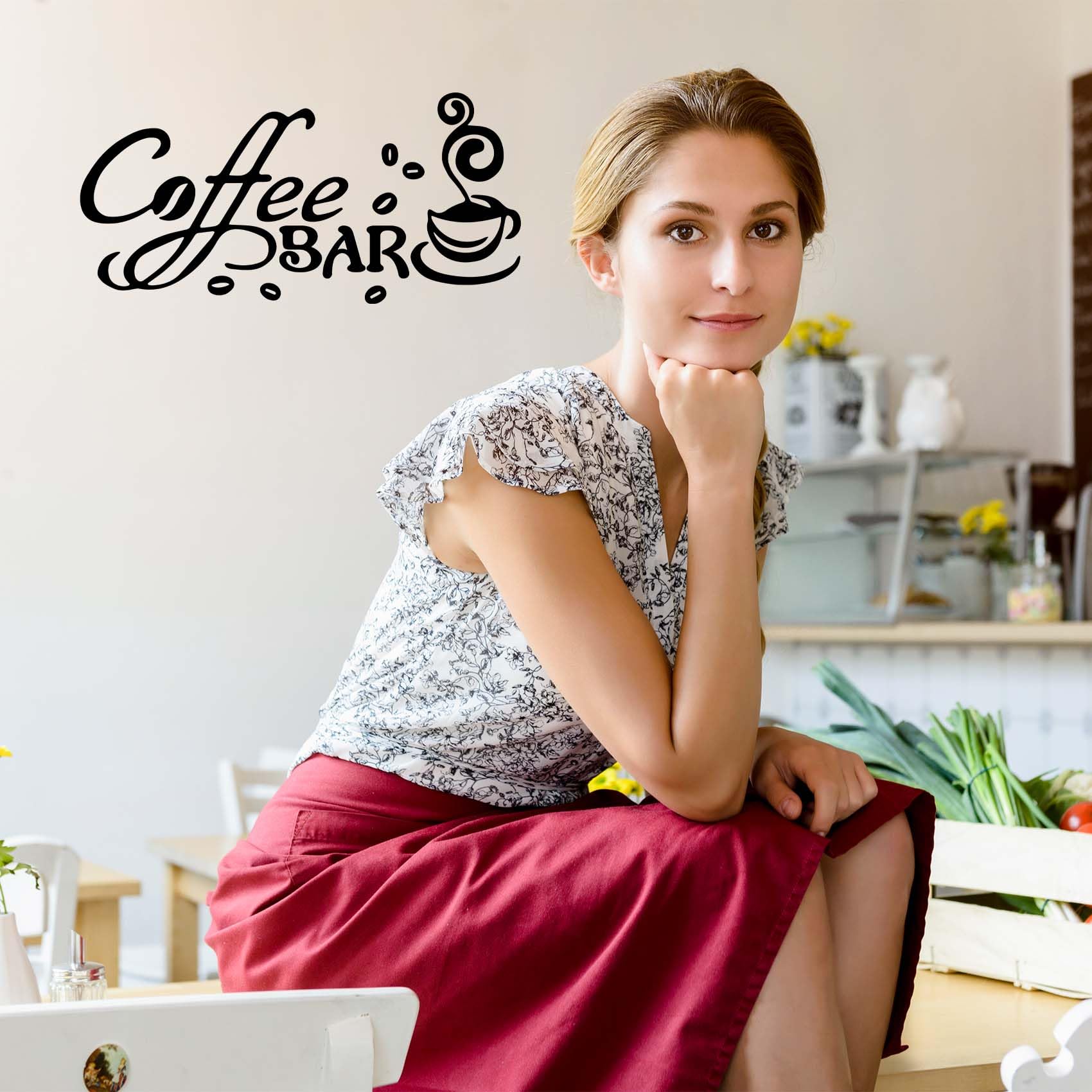 Vinyl Coffee Bar Wall Decals - Coffee Station Decor Stickers for Kitchen, Restaurant & Office - 50x24cm Cafe Wall Art - Perfect for Coffee Shops, Pubs & Home Bar Decor