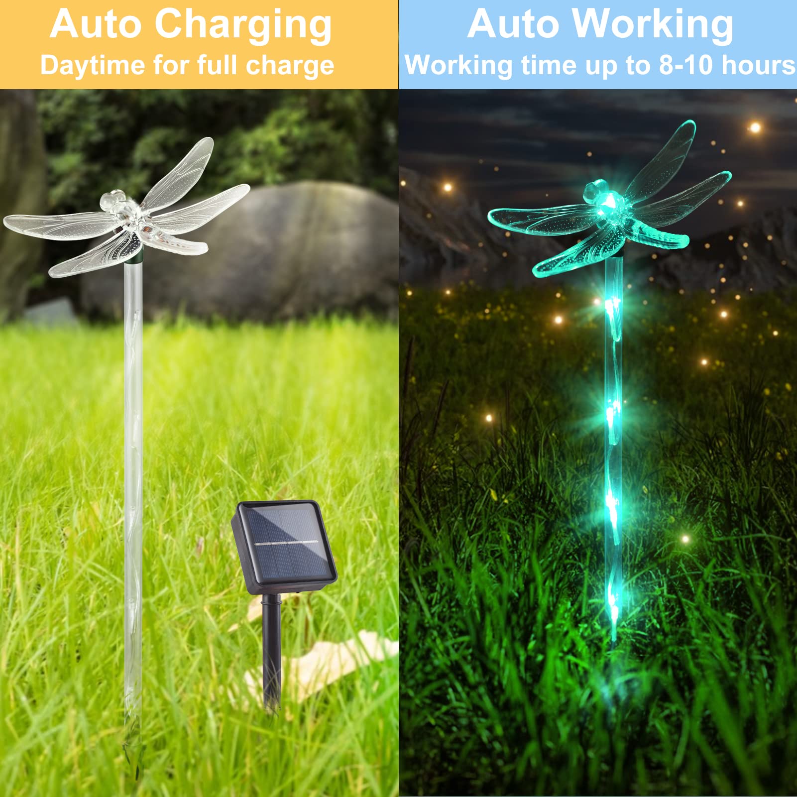 6 Pack Waterproof Solar Garden Lights - Outdoor Pathway Decor with 8 Lighting Modes for Yard, Patio, Flower Beds & Home Decoration | Solar Powered Landscape Lighting for Driveway, Walkway & Garden Decor