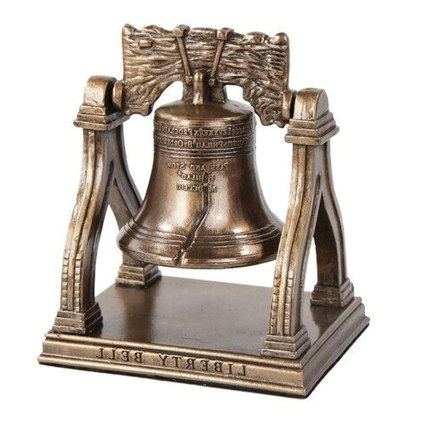 5.25 Inch Bronze Liberty Bell Statue with Stand - AI-4754STAT - Vintage Home Decor, Office Desk Ornament, Gift for History Lovers & Collectors - Perfect for American Patriotic Displays, Independence Day Decorations & Classroom Teaching Aids