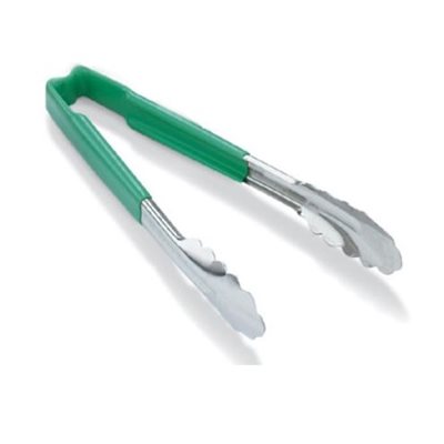 Vollrath 16-Inch Utility Tongs with Green Handle - Professional Kitchen Tongs for Cooking, Grilling, BBQ, and Serving - Durable Stainless Steel Tong for Restaurants and Home Use