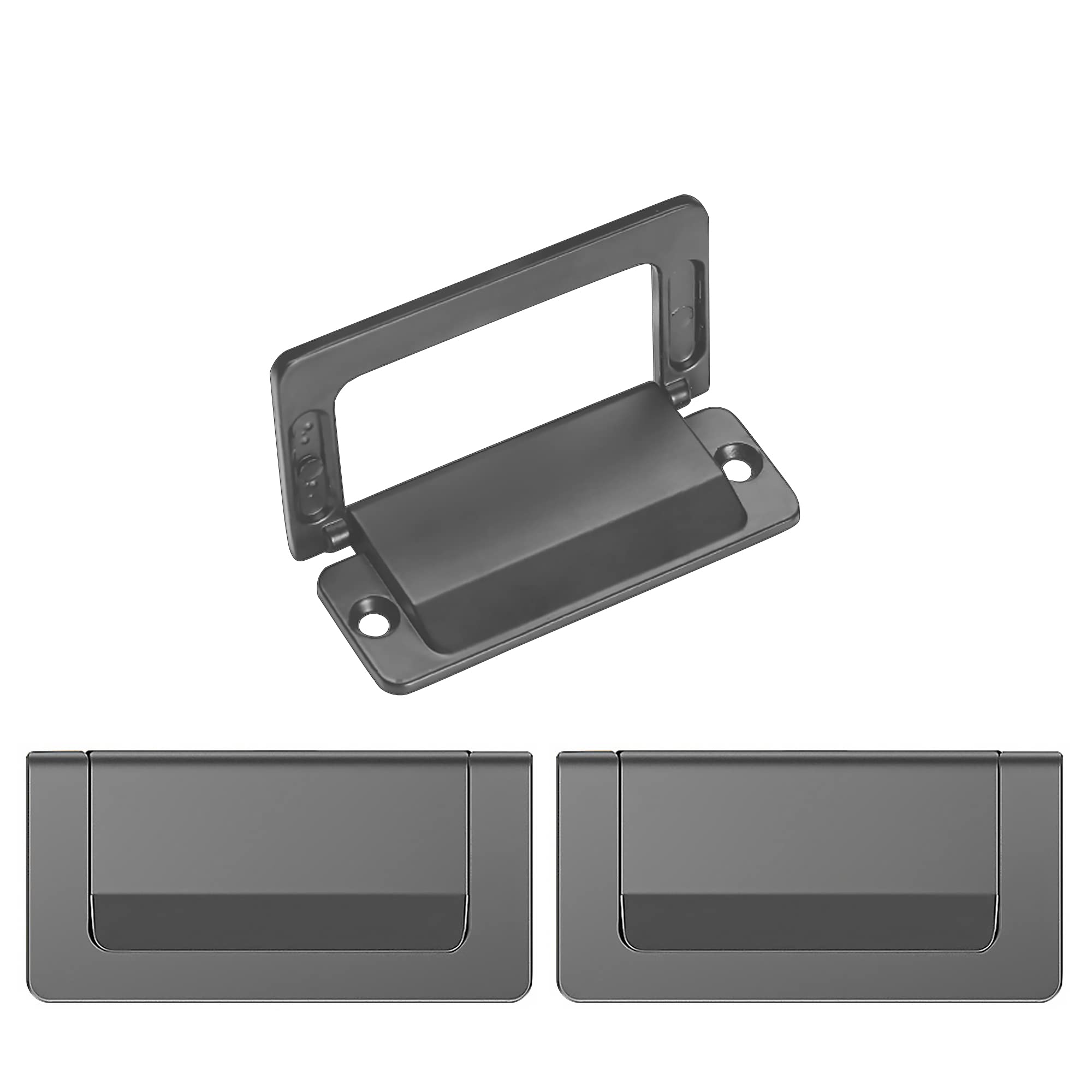 3PCS Matte Stainless Steel Cabinet Pulls - Kitchen & Bathroom Drawer Handles, Recessed Finger Pulls for Cabinets, Modern Door Pull Rings for Living Room - Durable Hardware for Home Renovation & Furniture Upgrade