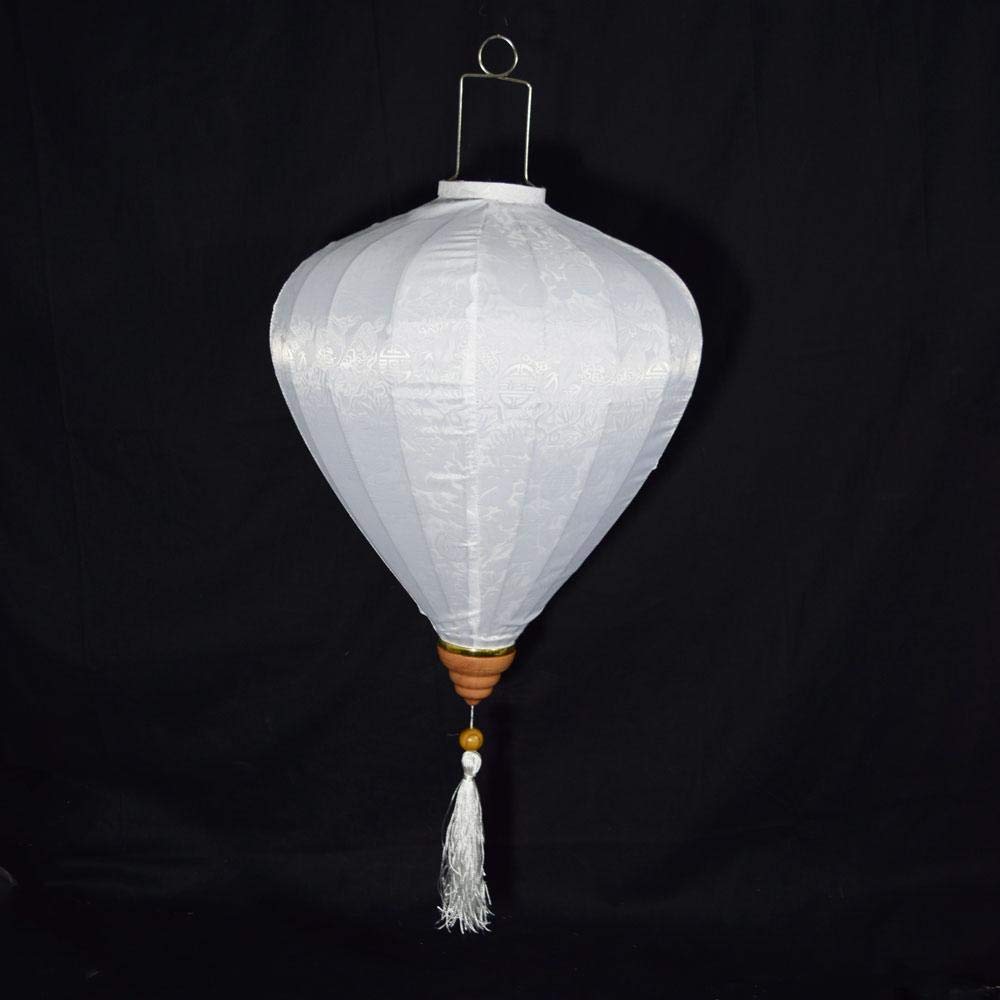 Premium White Vietnamese Silk Lantern - Medium Size Garlic Umbrella Style for Home Decor, Wedding & Festival Lighting | PaperLanternStore.com