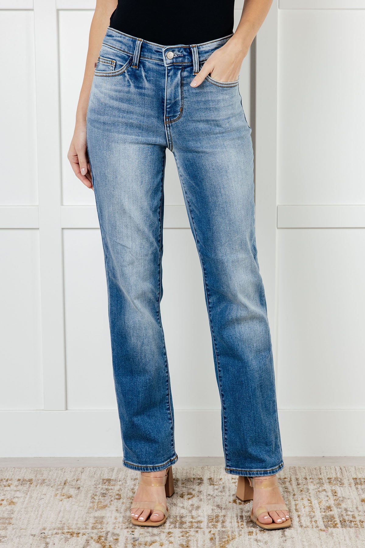 Vintage Wash Thermal Straight Jeans for Women - High Waisted Slim Fit Denim Pants - Perfect for Winter, Casual Wear & Office Outfits