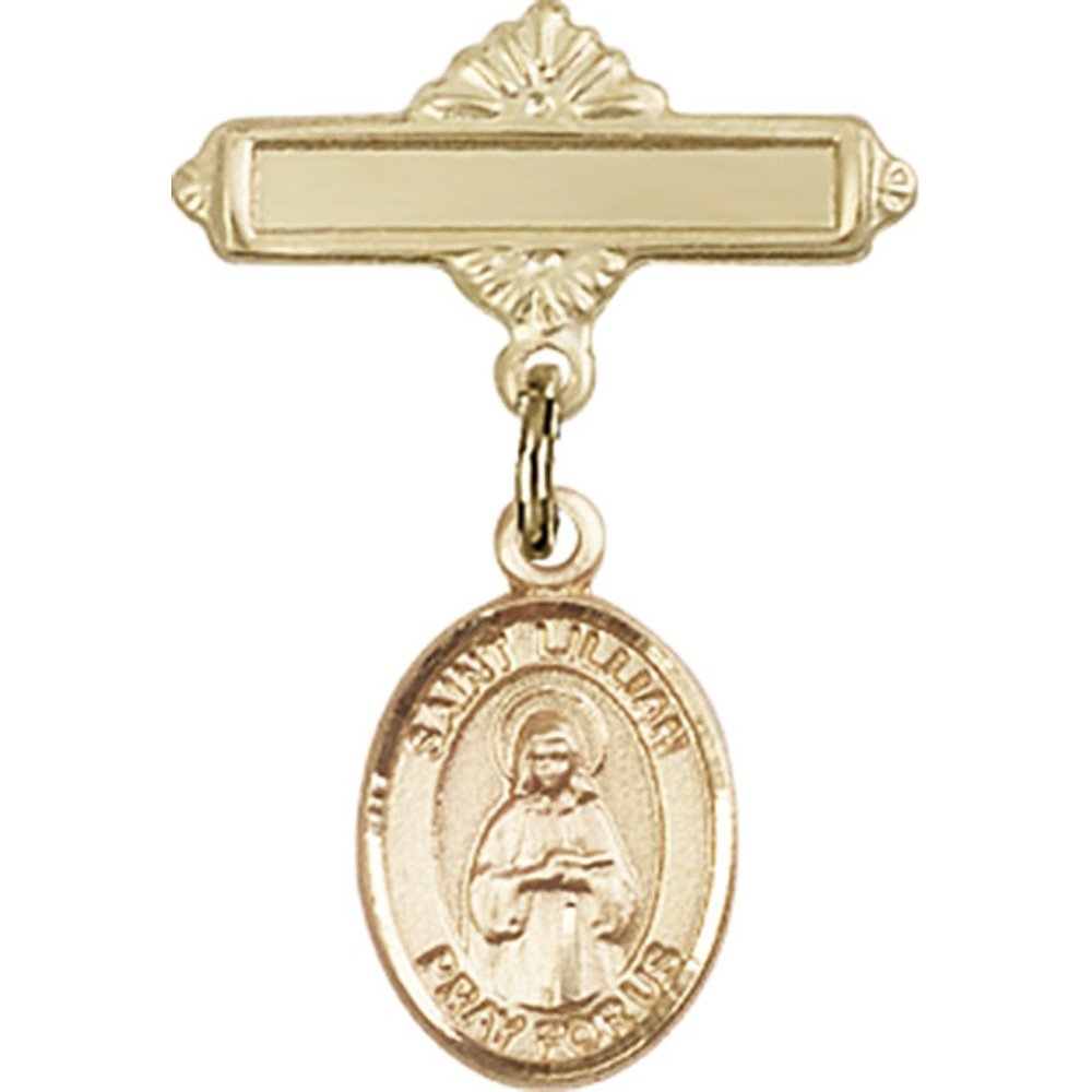 Bonyak Jewelry St. Lillian Gold Filled Saint Medal Charm - 1 X 5/8 Inch Religious Jewelry for Baby Baptism, First Communion & Everyday Faith Wear