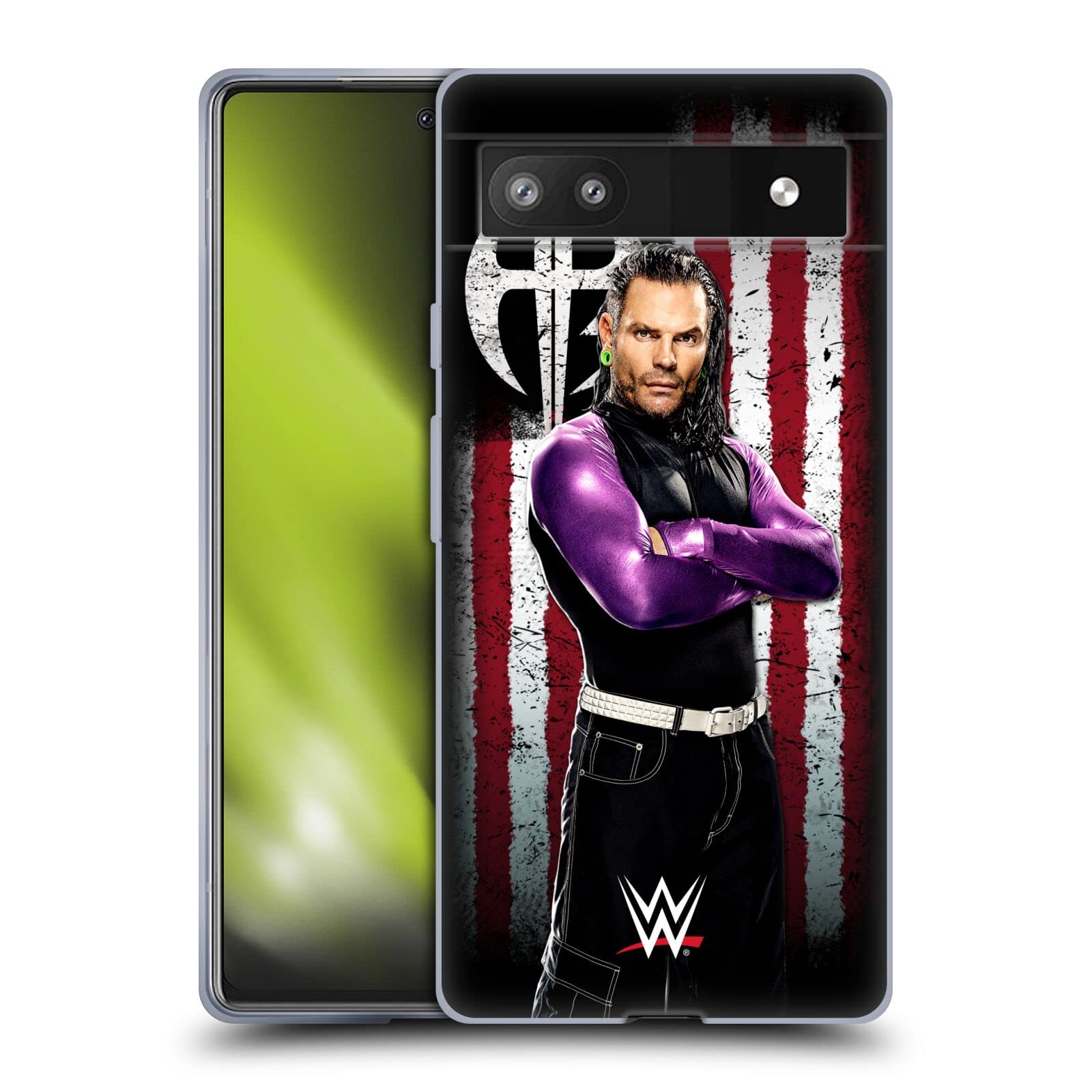 WWE Jeff Hardy Soft Gel Case for Google Pixel 6a - American Flag Design for Wrestling Fans