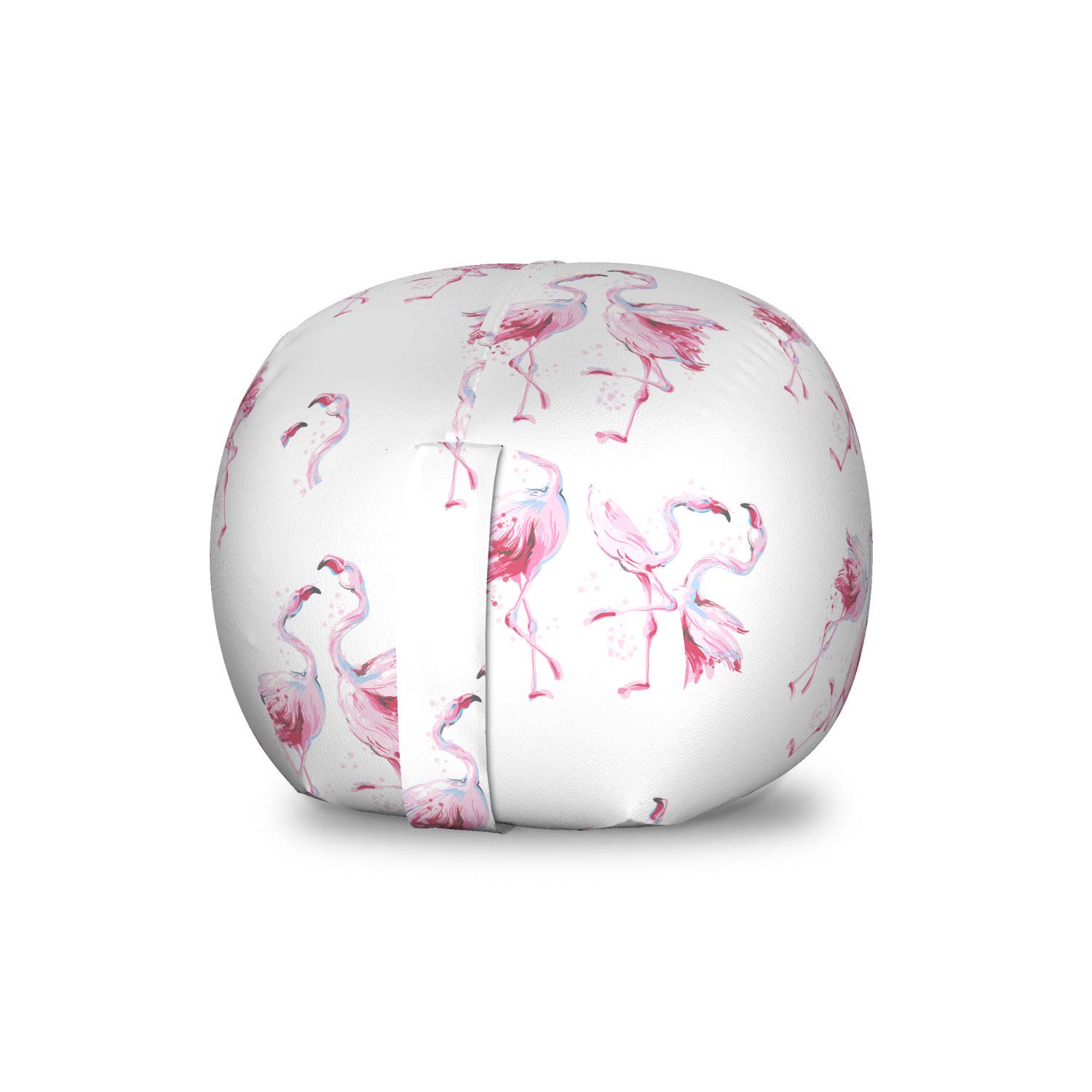 Ambesonne Bird Print Toy Storage Bag Chair - Watercolor Silhouette Design with Paint Blots, Washable Stuffed Animal Organizer for Kids Room, Small Size in Pale Pink & Mauve | Perfect for Nursery Decor, Playroom Organization & Kids Bedroom Storage