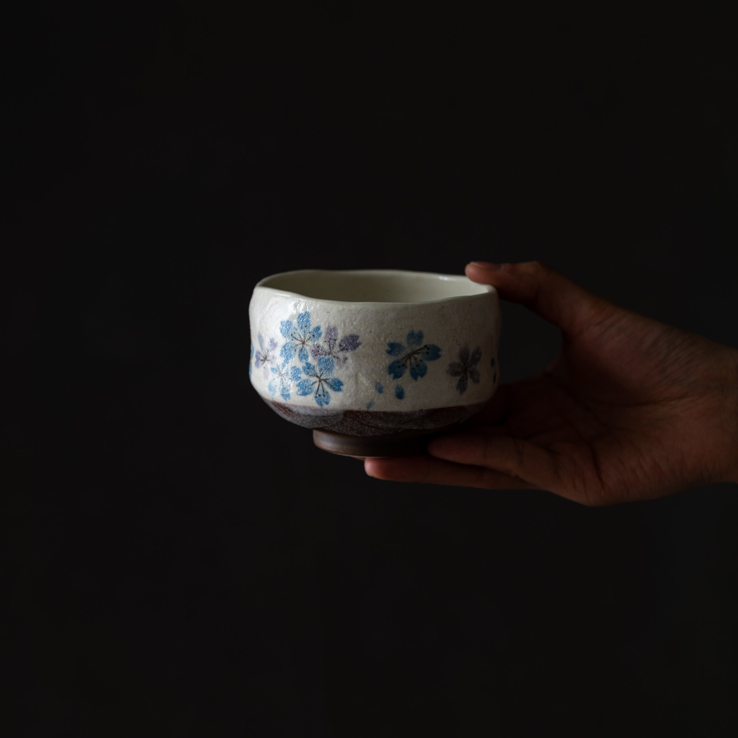Premium Mini Matcha Bowl - Sakura Blue Ceramic Tea Cup for Japanese Tea Ceremony | Handmade Traditional Chawan for Matcha, Green Tea & Hot Beverages | Perfect for Home, Office & Zen Meditation