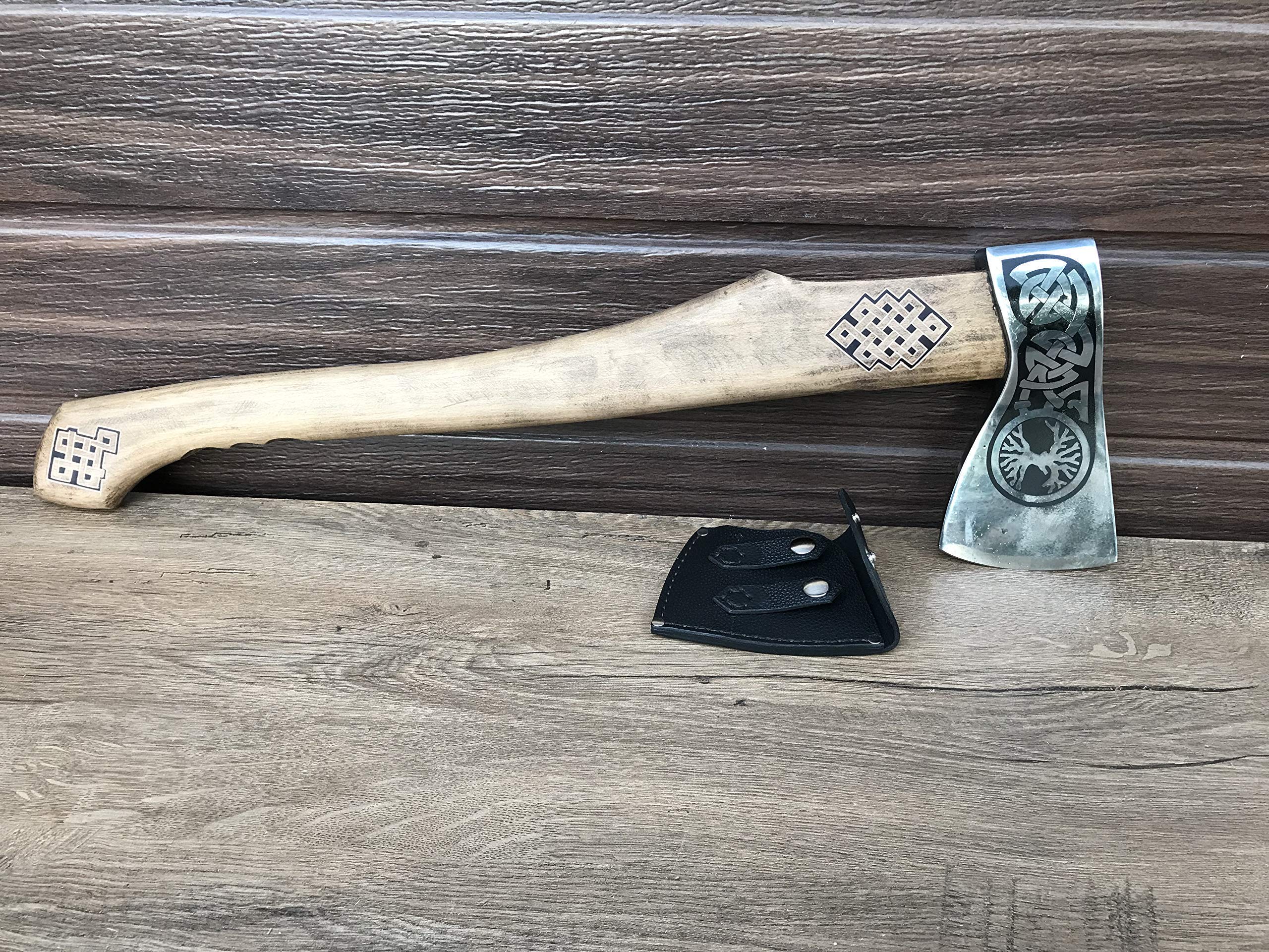Viking Axe with Tree of Life Design - Handcrafted Medieval Battle Axe for Men, Perfect Gift for Dad & Husband - Hunting, Camping, Outdoor Survival & Historical Reenactment