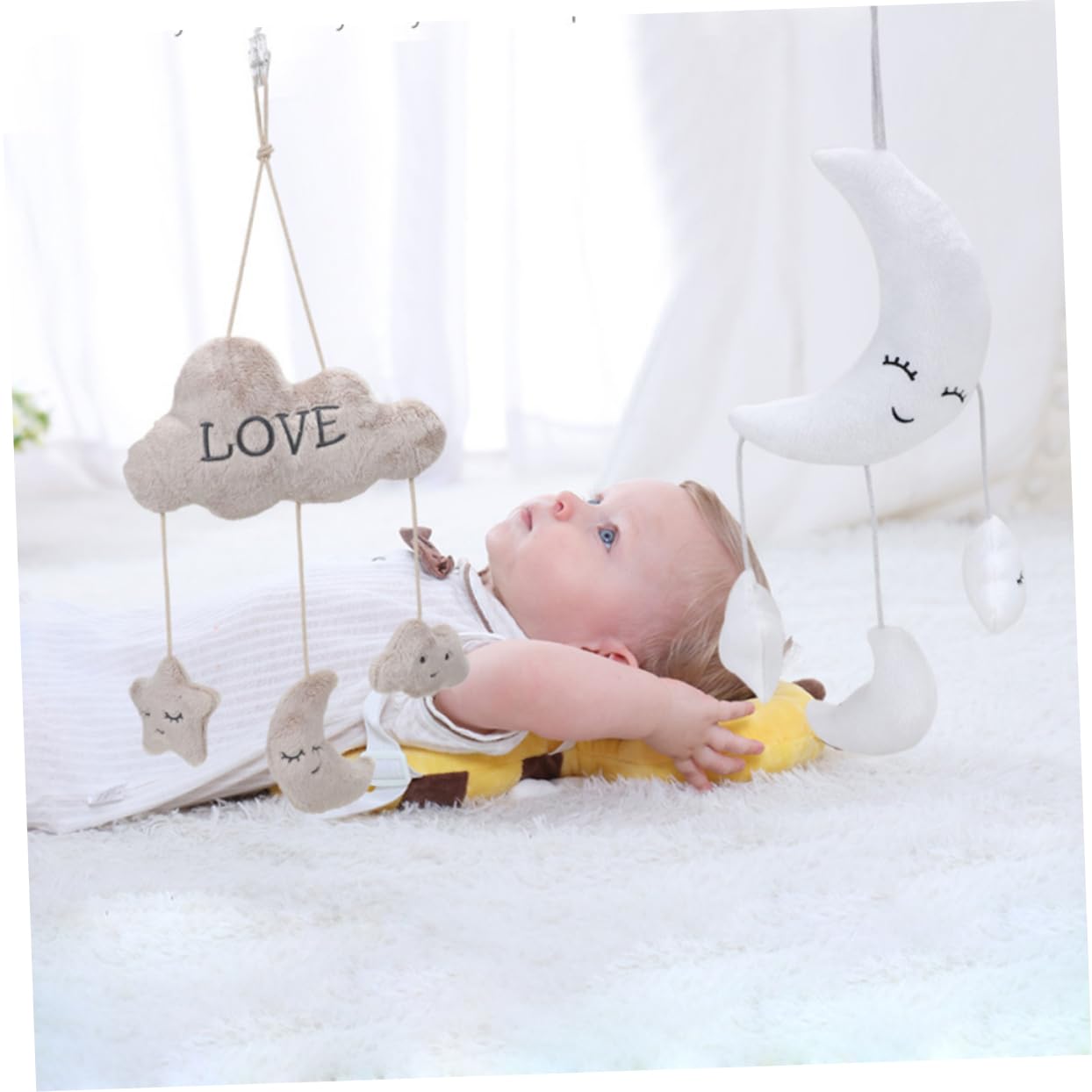 CORHAD Soft Plush Baby Rattle Toy with Music - White Hanging Infant Toy for Newborns & Toddlers - Perfect for Crib, Stroller & Playtime