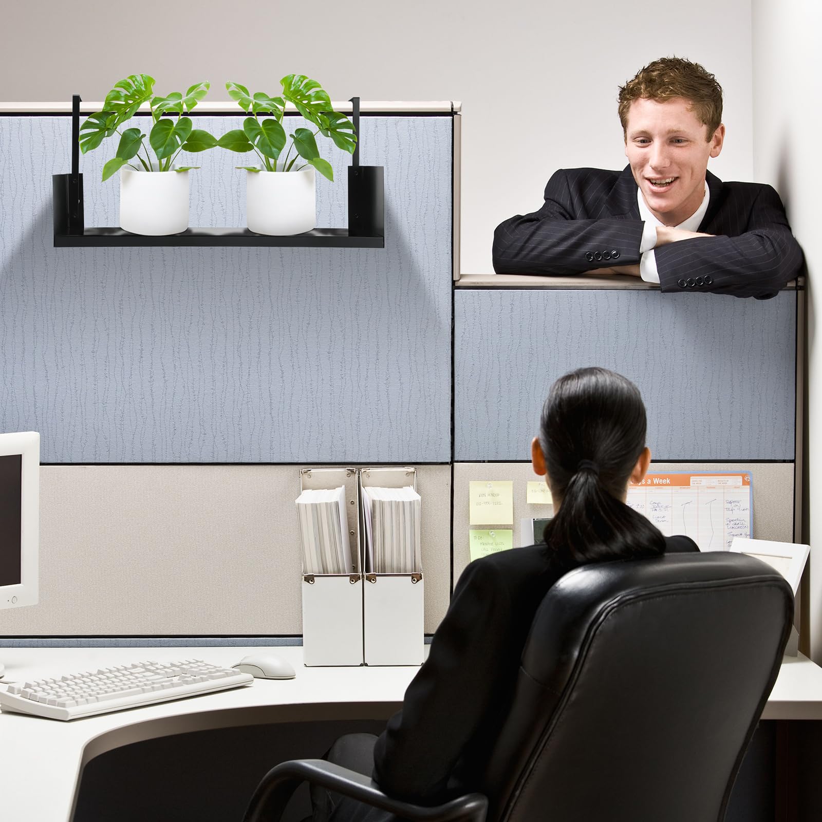 Office Cubicle Shelf Organizer - Hanging File Storage with Hooks for Desk Accessories, Books & Supplies | Perfect for Home Office, Workstation & Dorm Room Organization