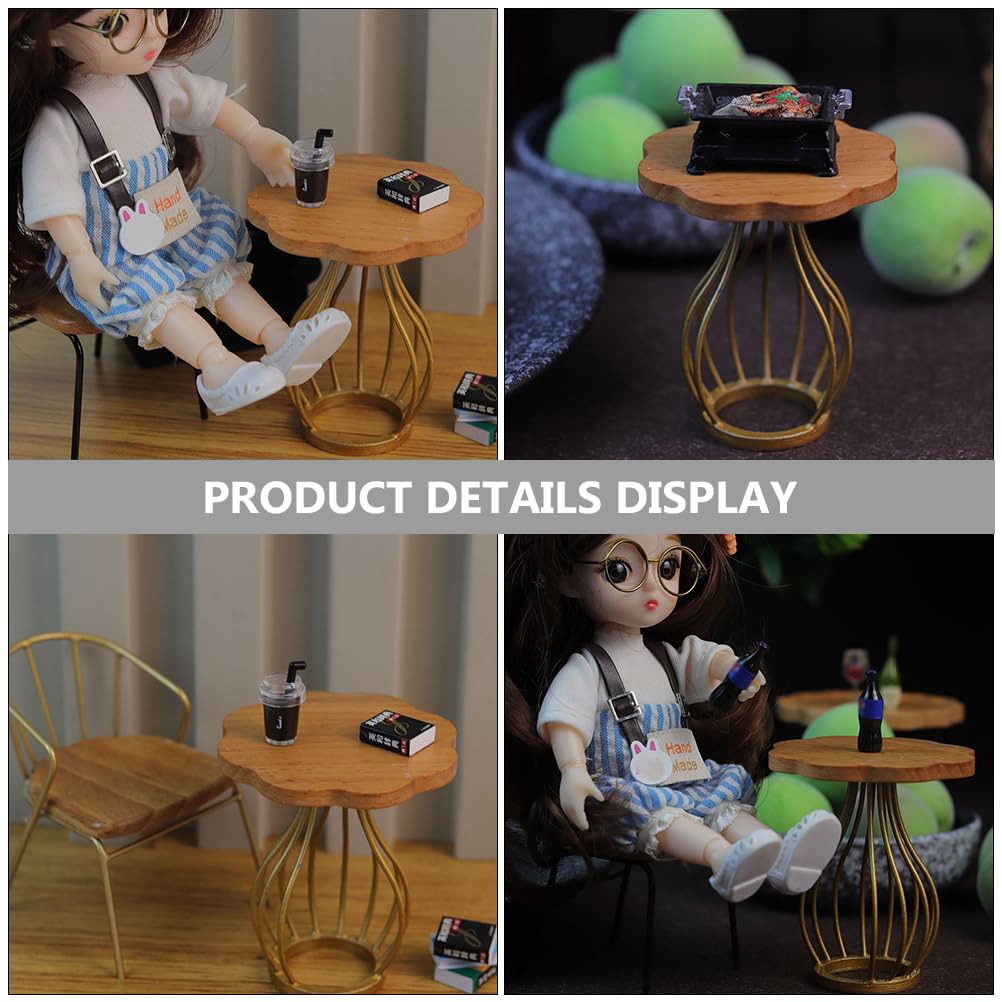 LOGOFUN 1:12 Scale Dollhouse Side Table - Wooden Miniature End Table, Tea Desk Model for Dollhouse Furniture, Decorations & Accessories - Perfect for Dollhouse Displays, Miniature Room Settings & Collectors