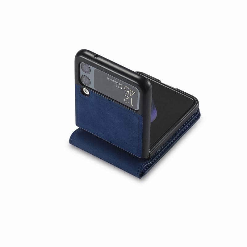 Samsung Galaxy Z Flip 3 Luxury Leather Wallet Case - Premium Flip Phone Cover with Card Holder & Kickstand - Perfect for Business, Travel & Everyday Use