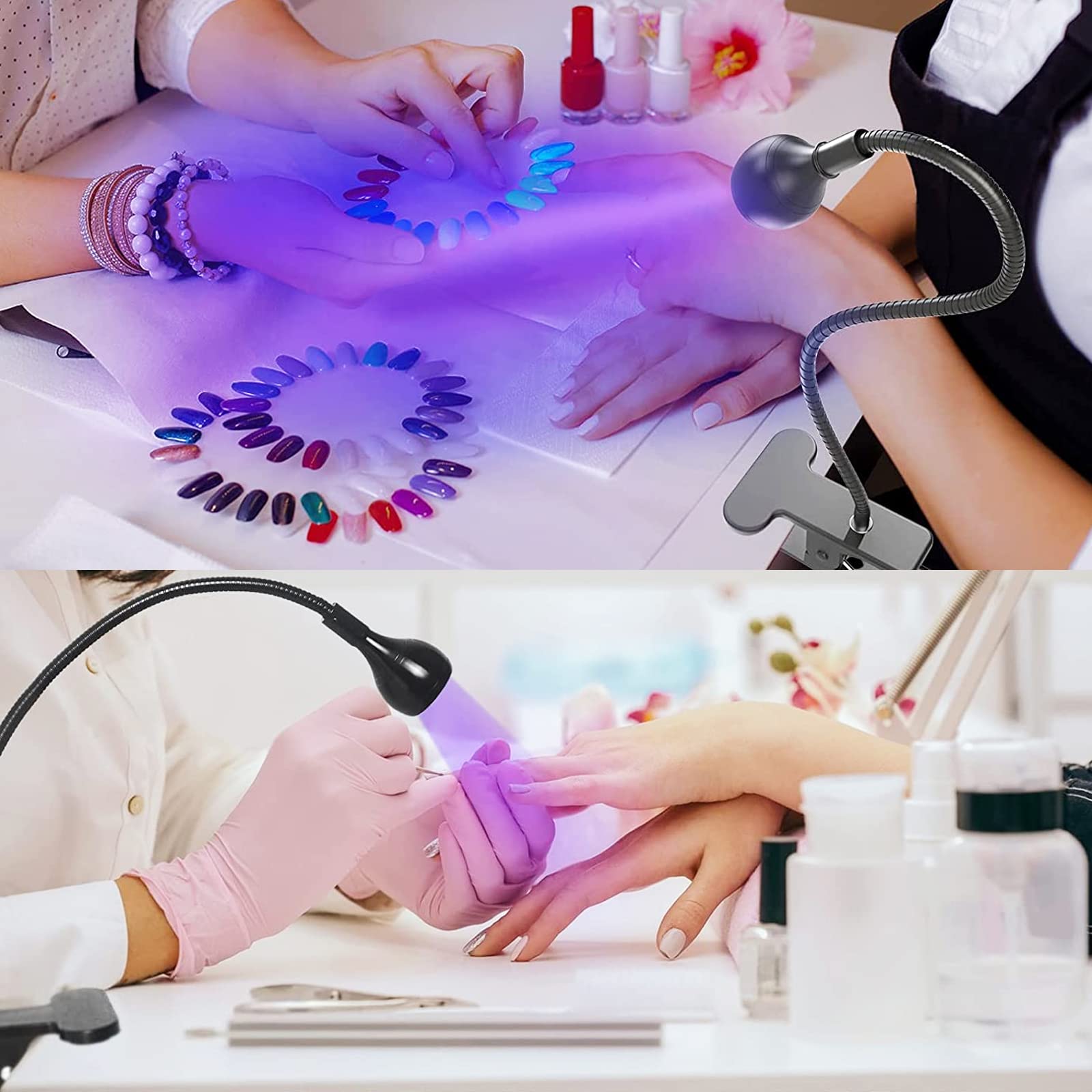 3W UV LED Nail Lamp with 360° Rotation & Fixed Clip - Hands-Free Gel Polish Dryer & Curing Light for Professional & Home Manicures | Perfect for Nail Salons, DIY Nail Art & At-Home Gel Polish Application