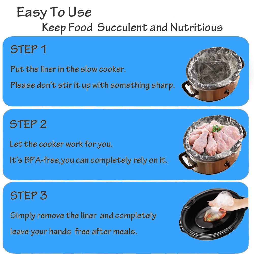 Disposable Slow Cooker Liners for 1QT to 3QT Pots - Small Size Cooking Bags Fit Round & Oval Slow Cookers (16 Pack) | Ideal for Meal Prep, Leftovers & Easy Cleanup