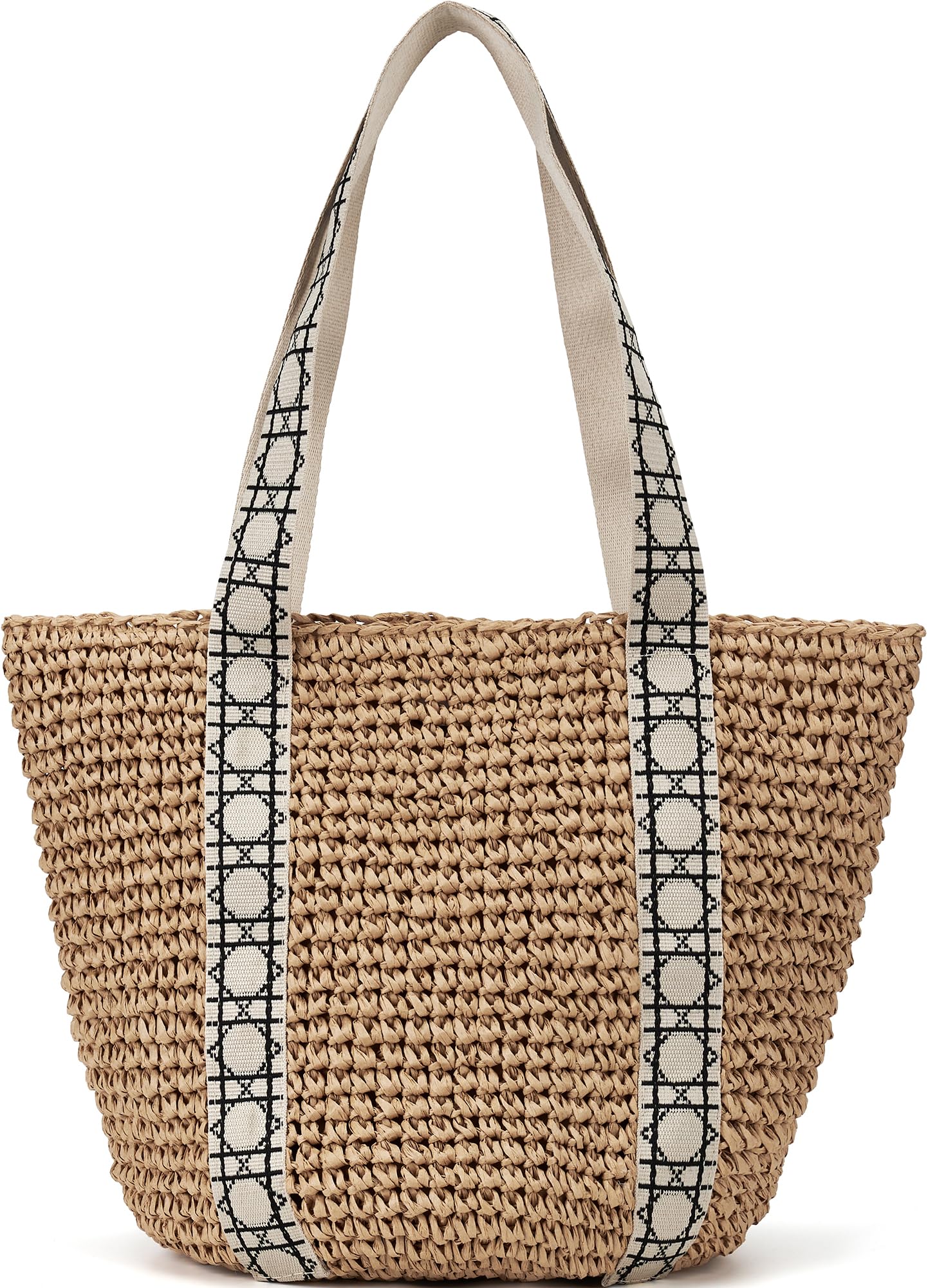 Large Beach Straw Tote Bags for Women - Colorblock Woven Shoulder Purse Handbag | Perfect for Summer Vacation, Pool Party & Boho Fashion Accessories